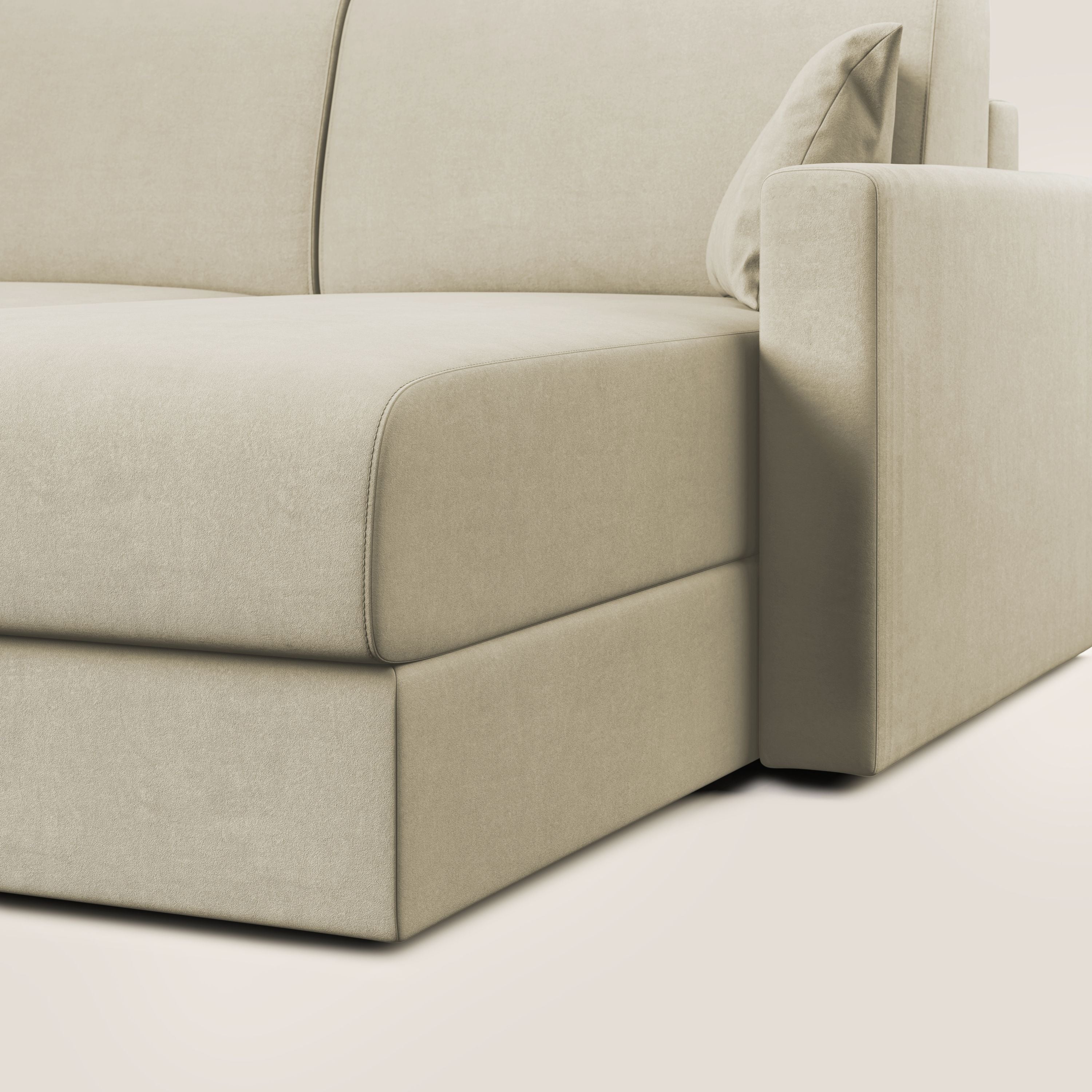 Chris Divano letto angolare con penisola in microfibra smacchiabile T11 panna - divani.store