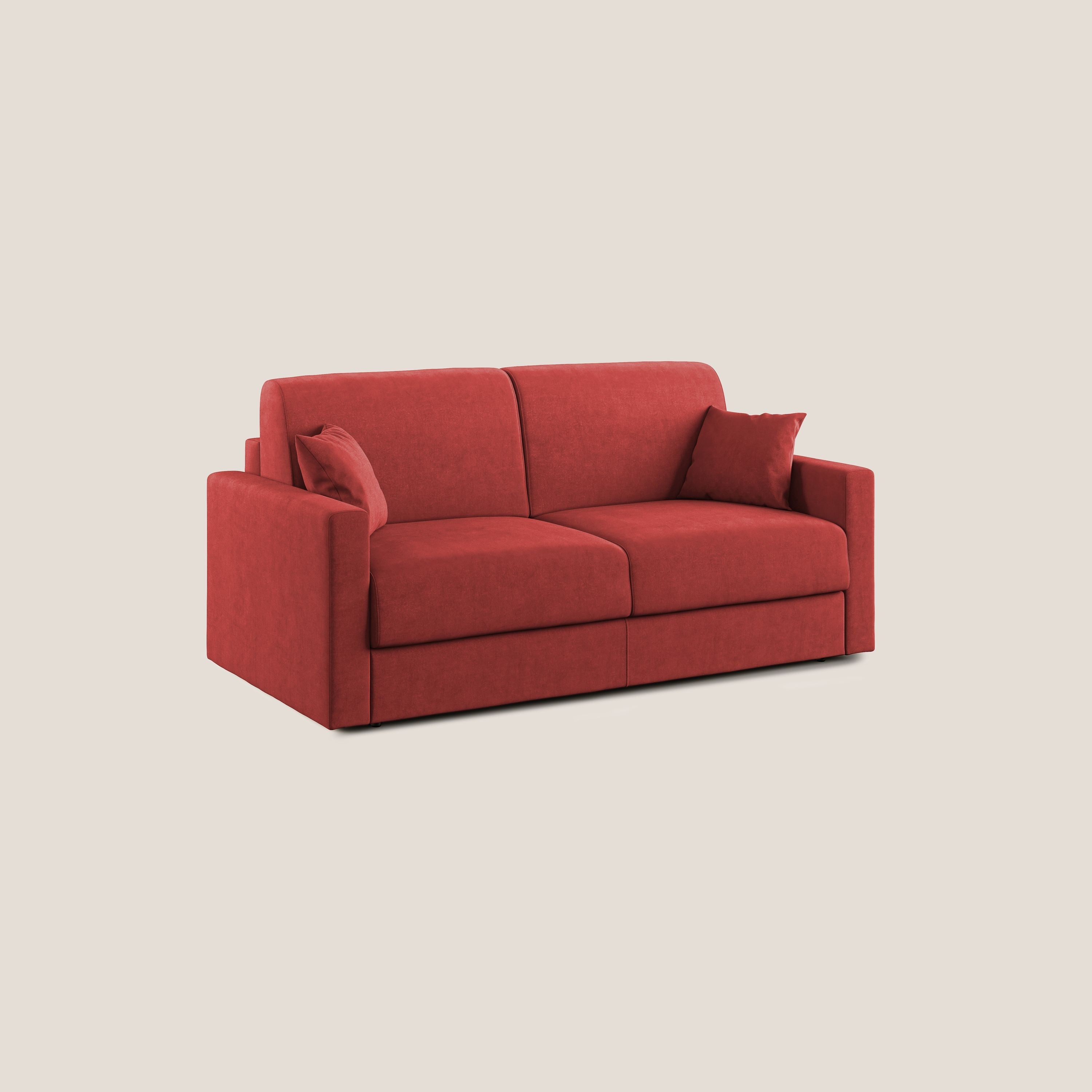 Chris Divano letto in microfibra smacchiabile T11 rosso - divani.store