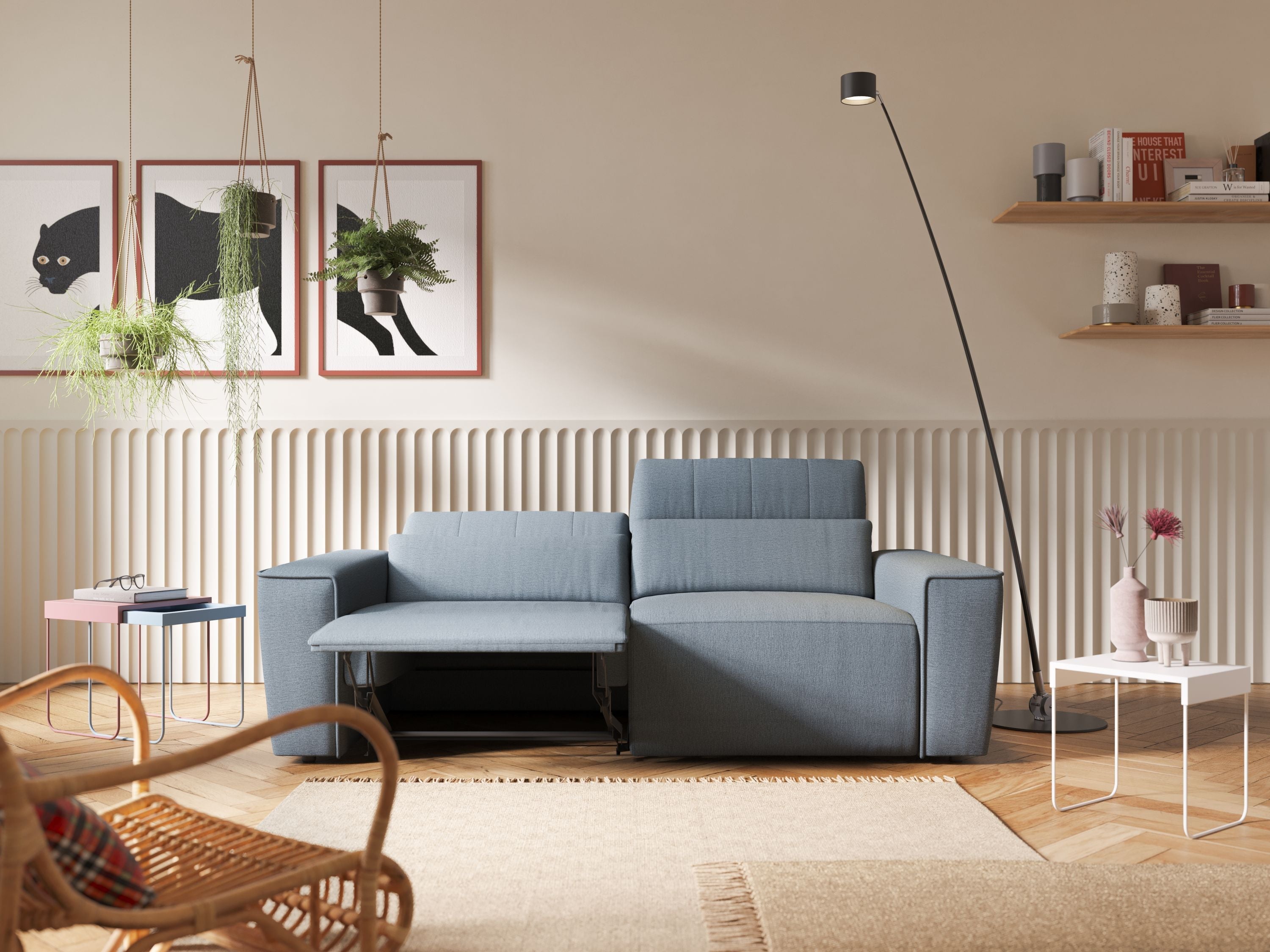 Clark Divano modulare con opzione relax elettrico in tessuto smacchiabile impermeabile T17 antracite - divani.store