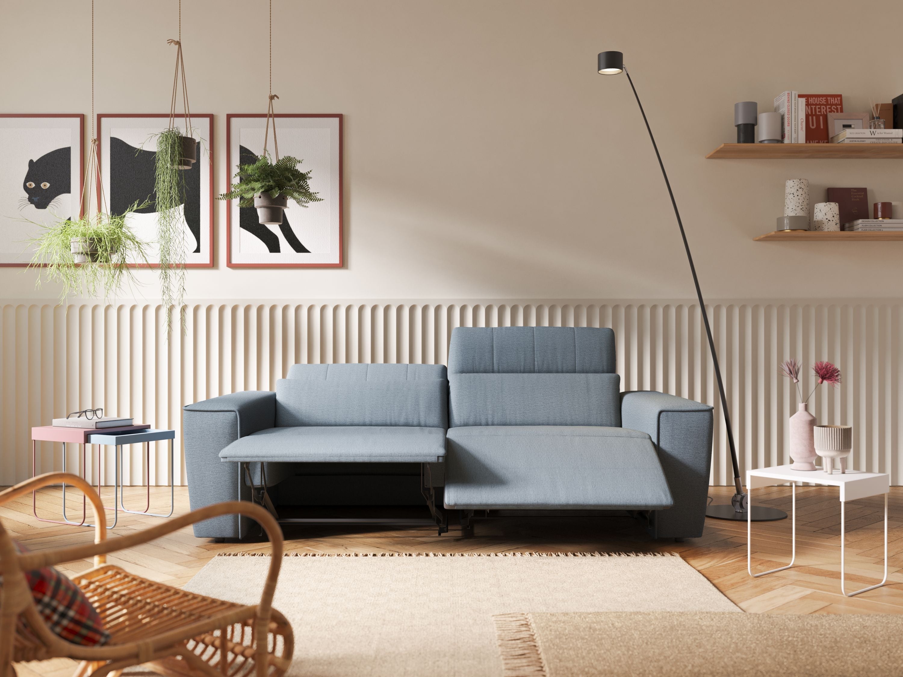 Clark Divano modulare con opzione relax elettrico in tessuto smacchiabile impermeabile T17 antracite - divani.store