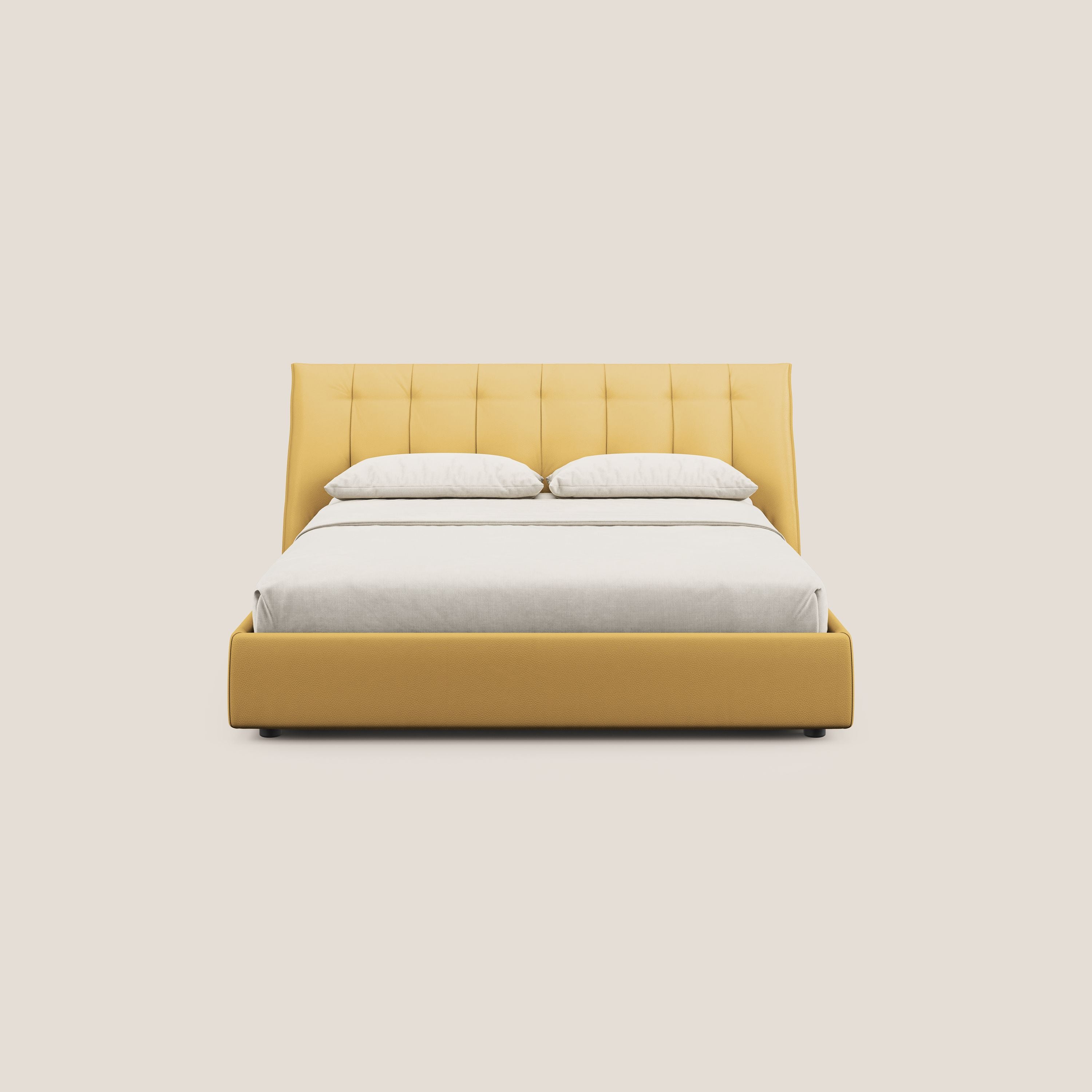 Clizia letto imbottito di design con vano contenitore in ecopelle impermeabile T04 - divani.store