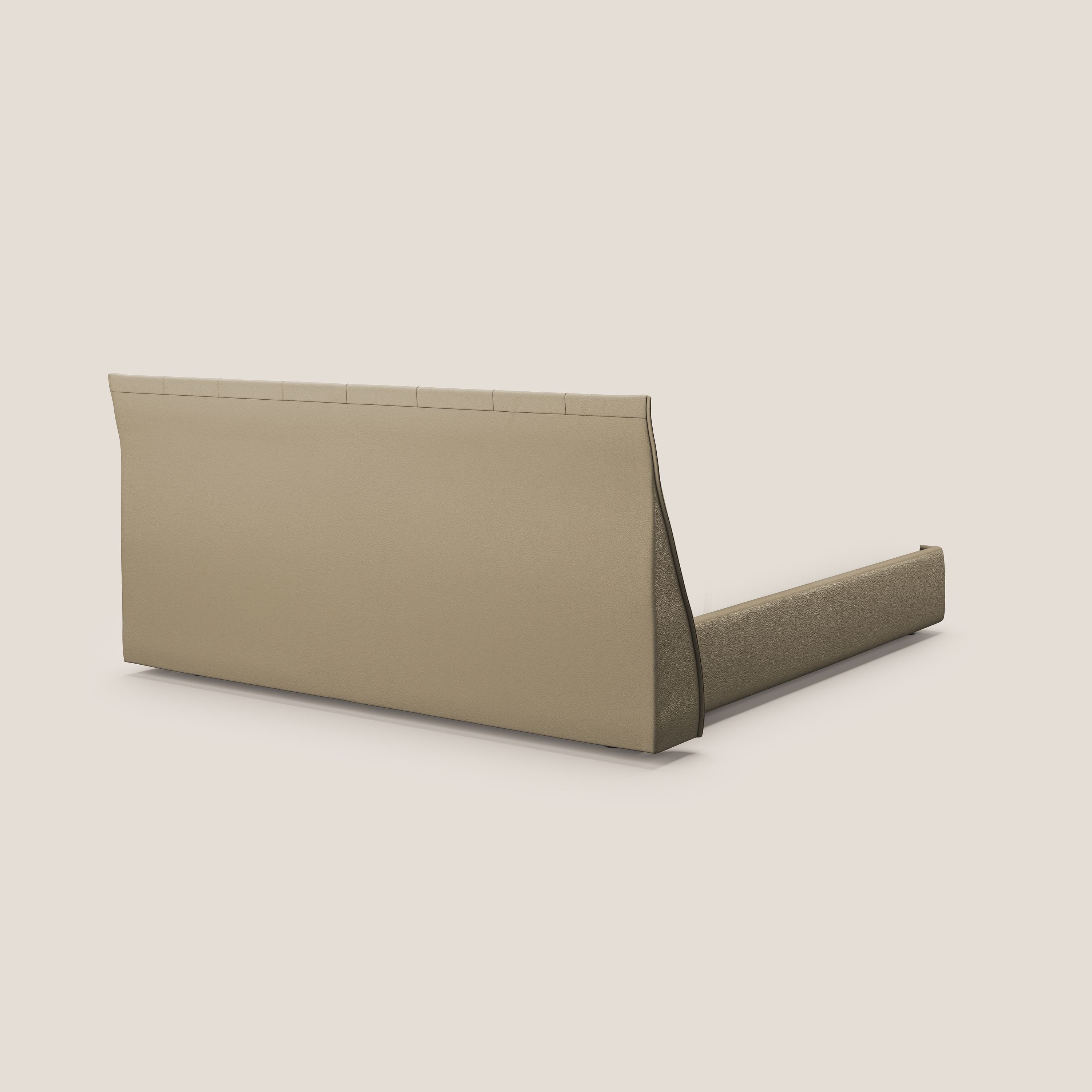 Clizia letto imbottito di design con vano contenitore in ecopelle impermeabile T04 beige - divani.store