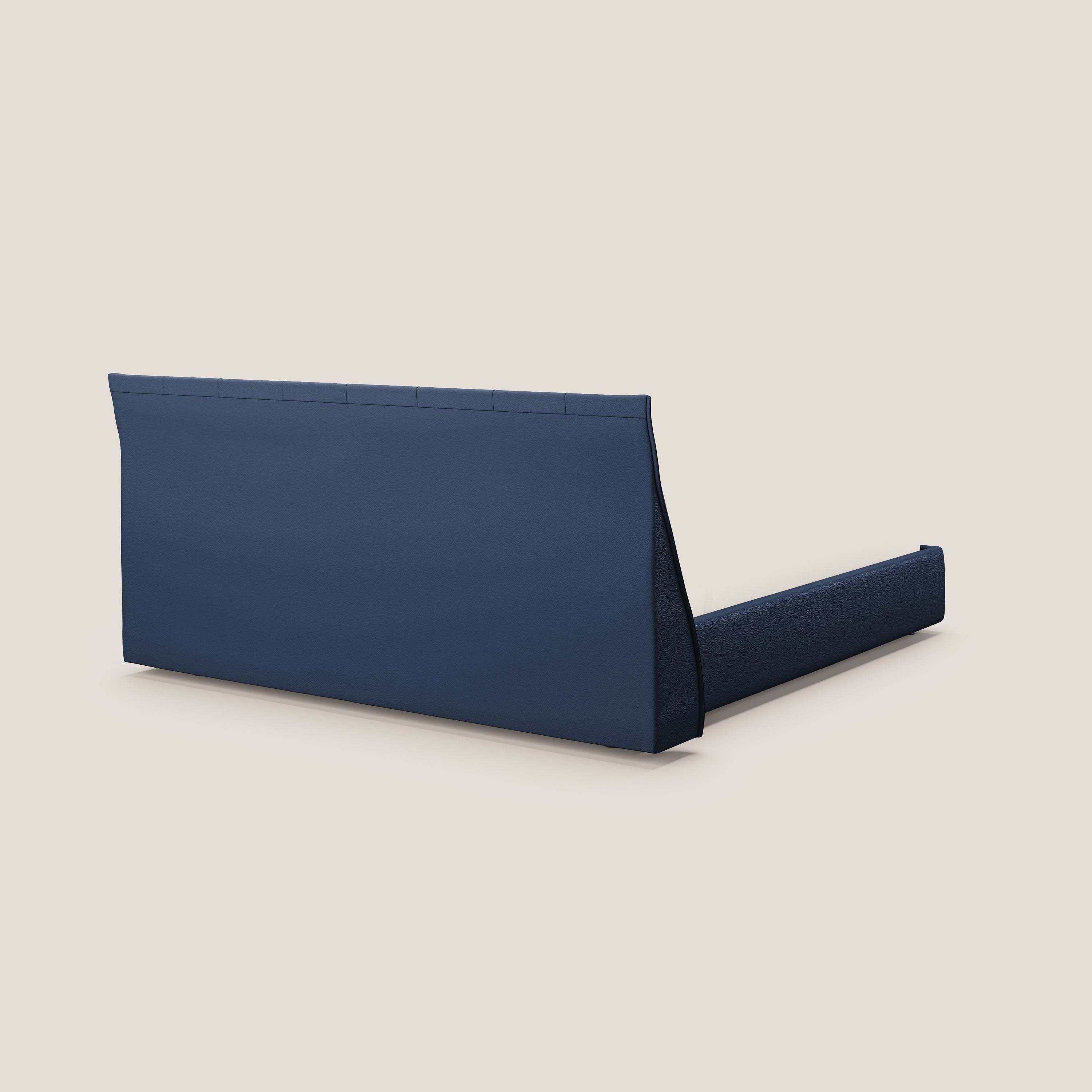 Clizia letto imbottito di design con vano contenitore in ecopelle impermeabile T04 blu - divani.store