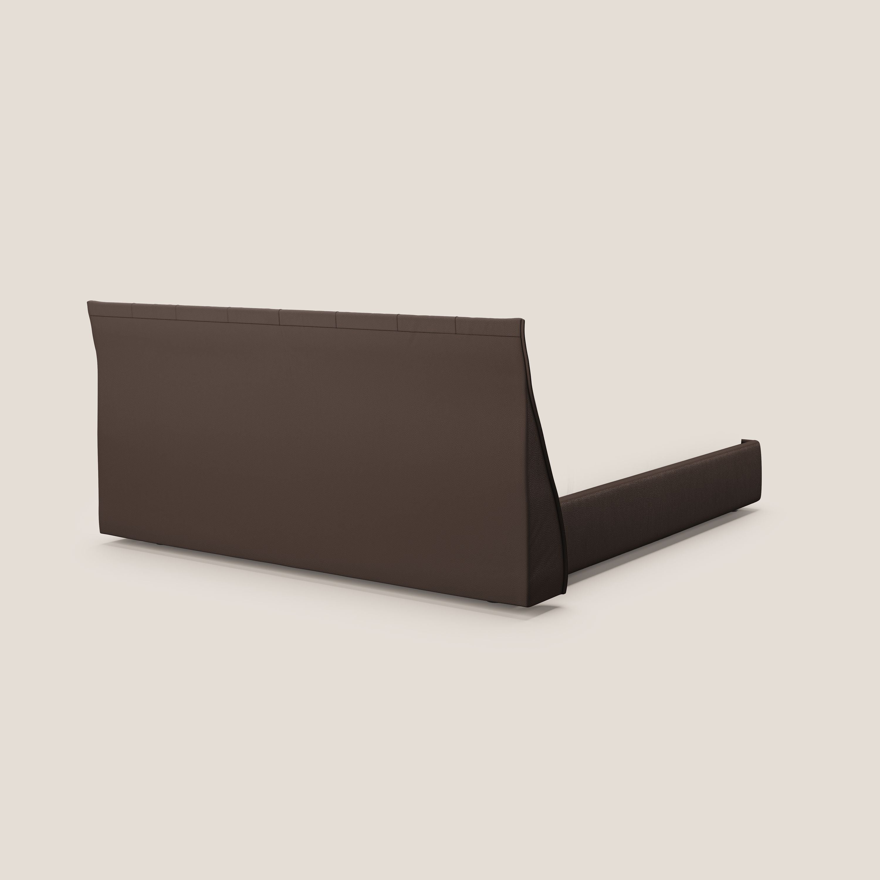 Clizia letto imbottito di design con vano contenitore in ecopelle impermeabile T04 marrone - divani.store