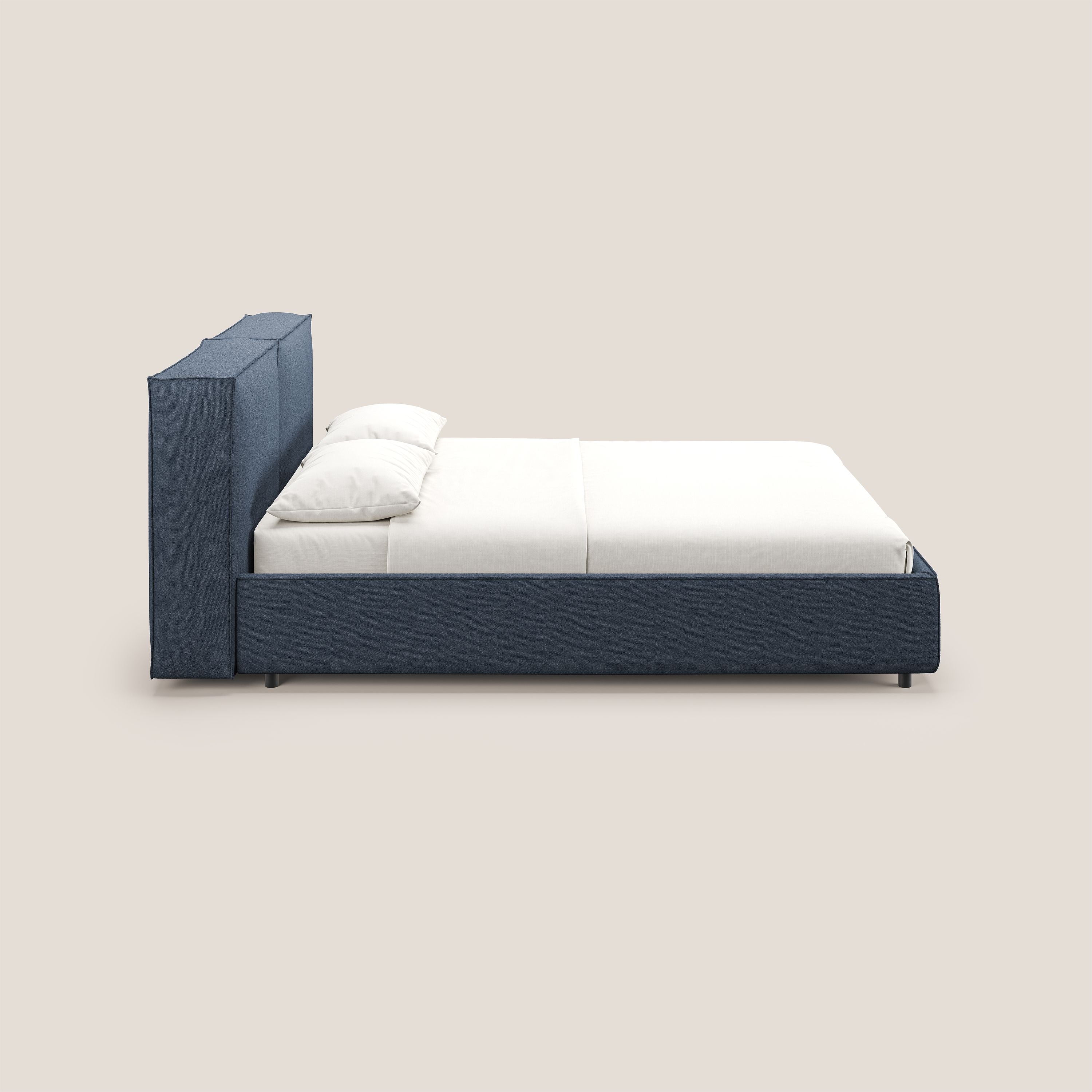 Cocoon letto imbottito contenitore sfoderabile in bouclet impermeabile T07 blu - divani.store
