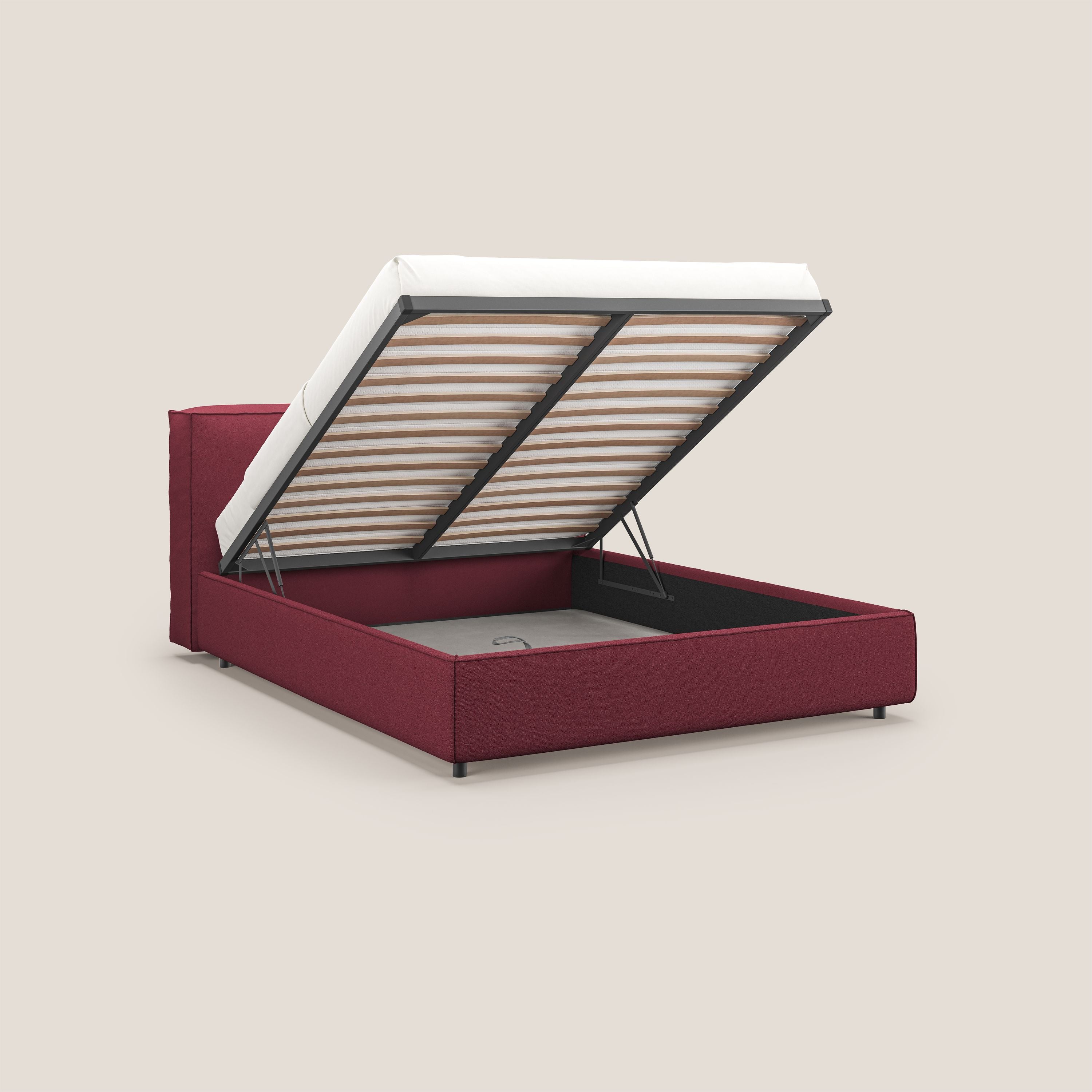 Cocoon letto imbottito contenitore sfoderabile in bouclet impermeabile T07 rosso - divani.store