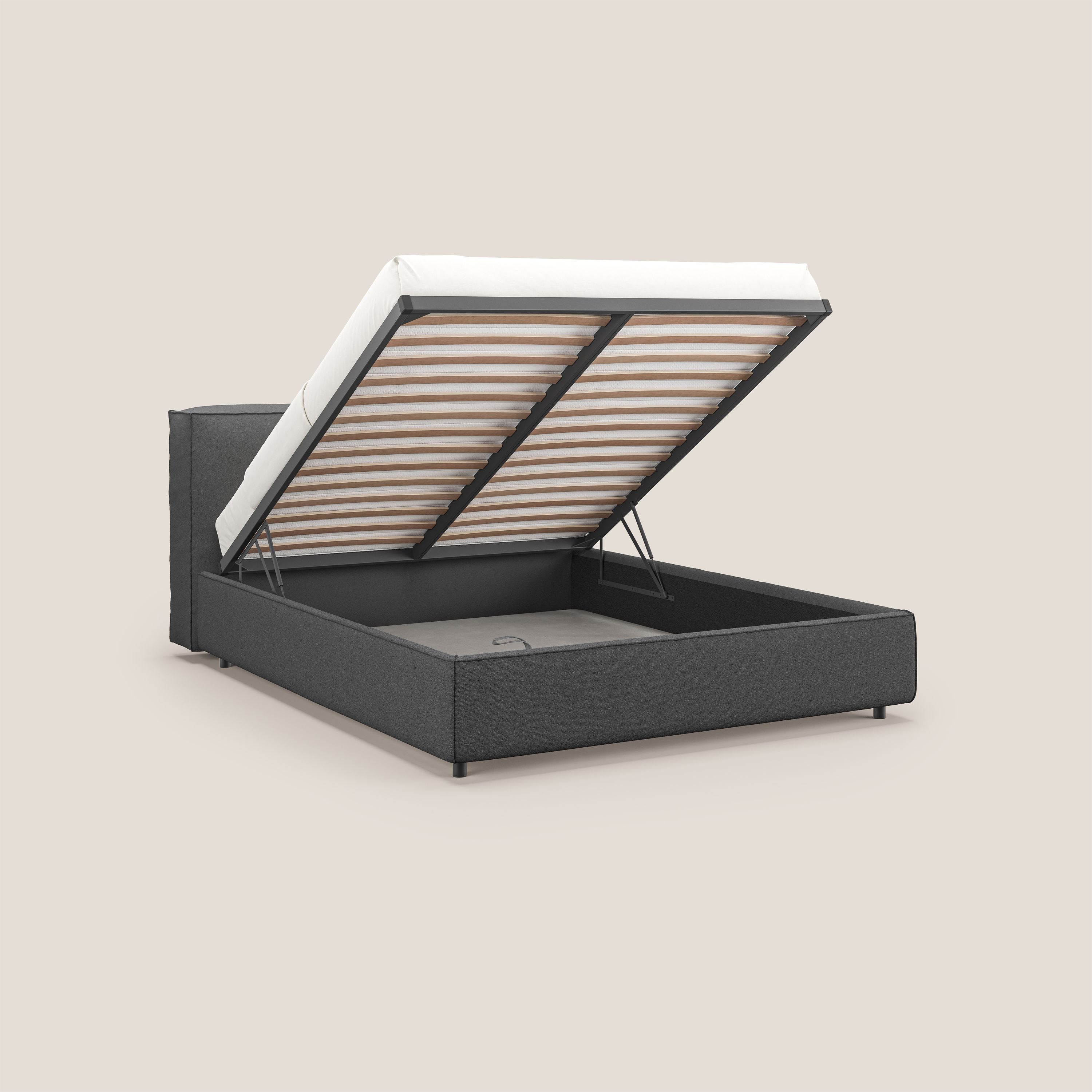 Cocoon letto imbottito contenitore sfoderabile in bouclet impermeabile T07 antracite - divani.store