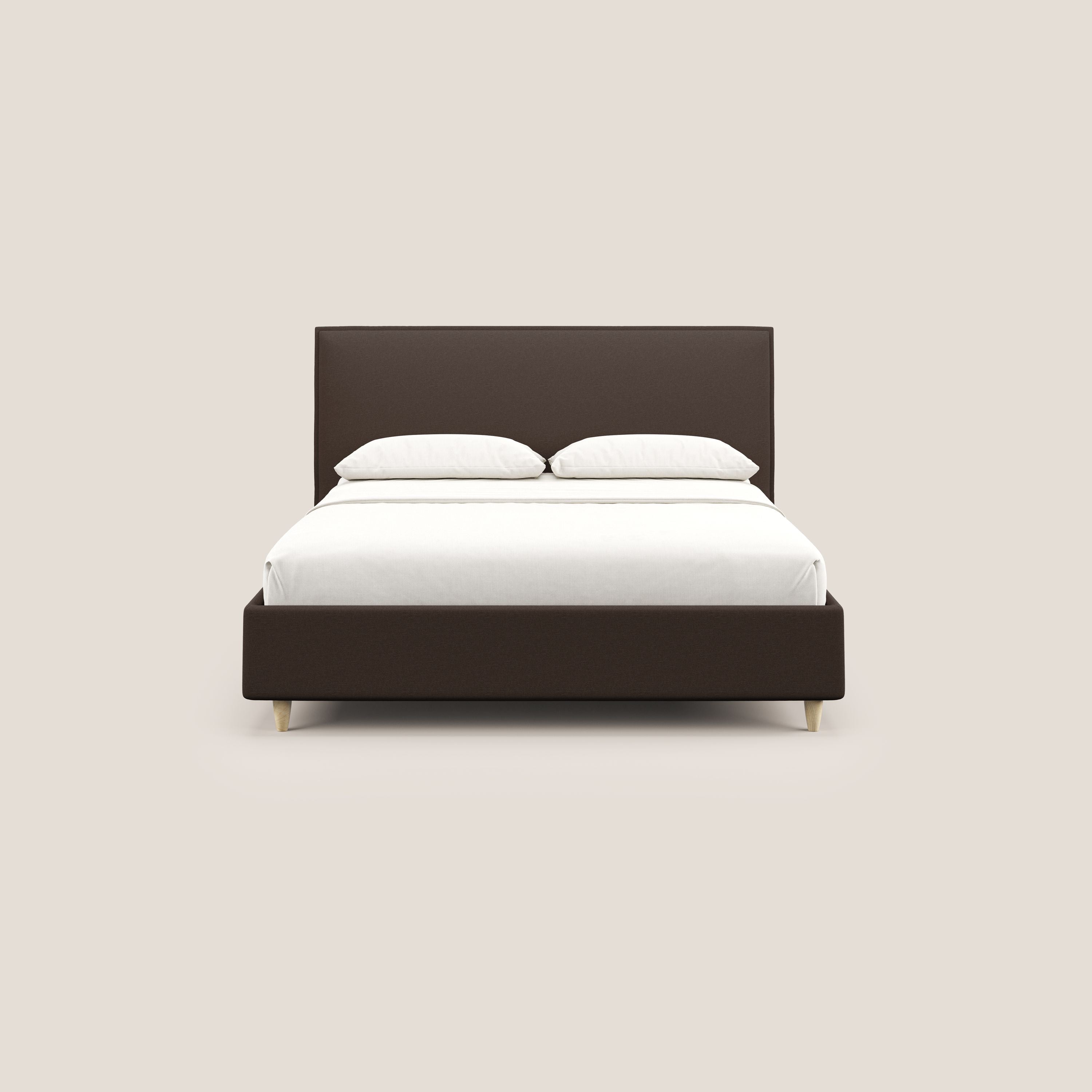 Costanza letto contenitore e sfoderabile in tessuto misto cotone impermeabile T13 marrone - divani.store