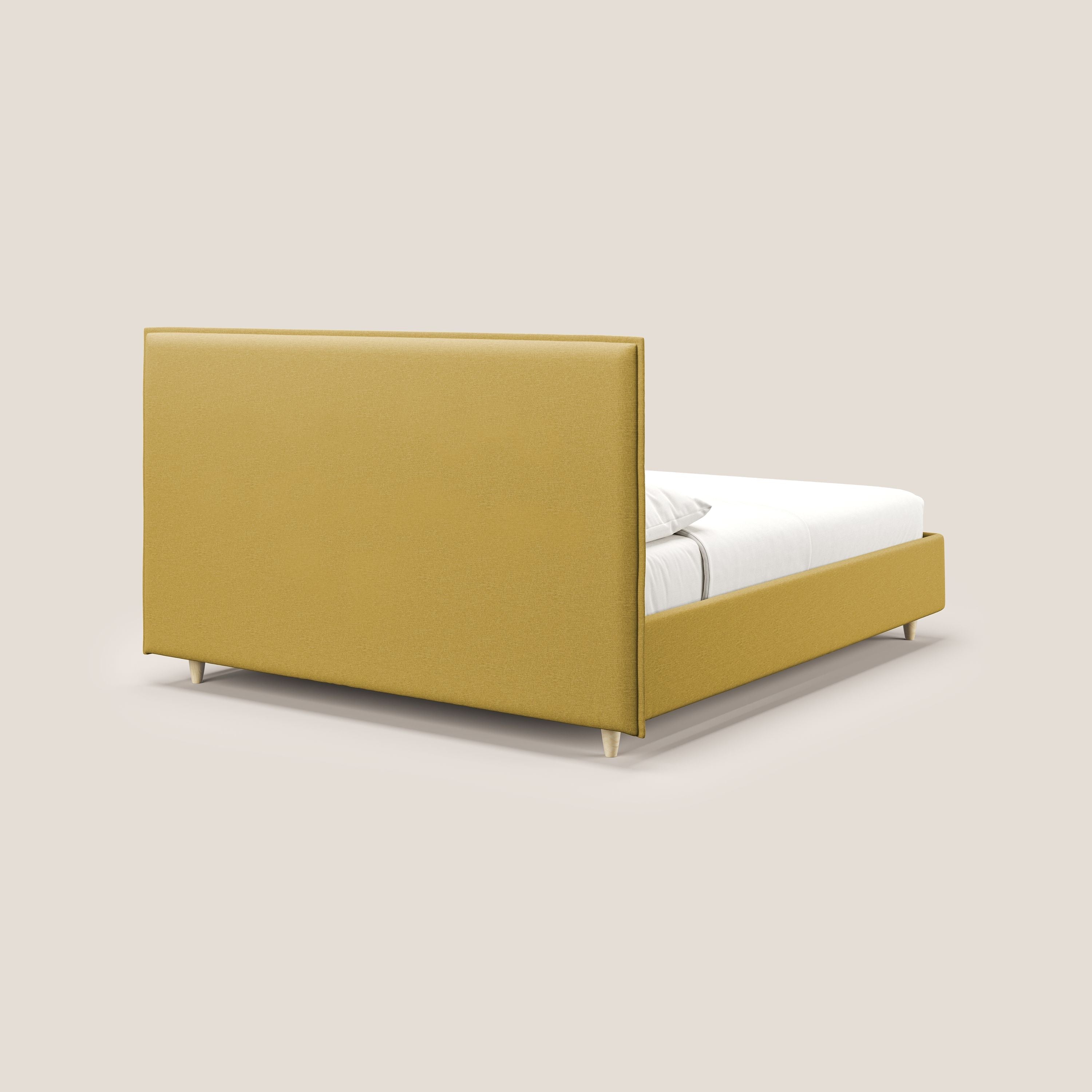 Costanza letto contenitore e sfoderabile in tessuto misto cotone impermeabile T13 giallo - divani.store