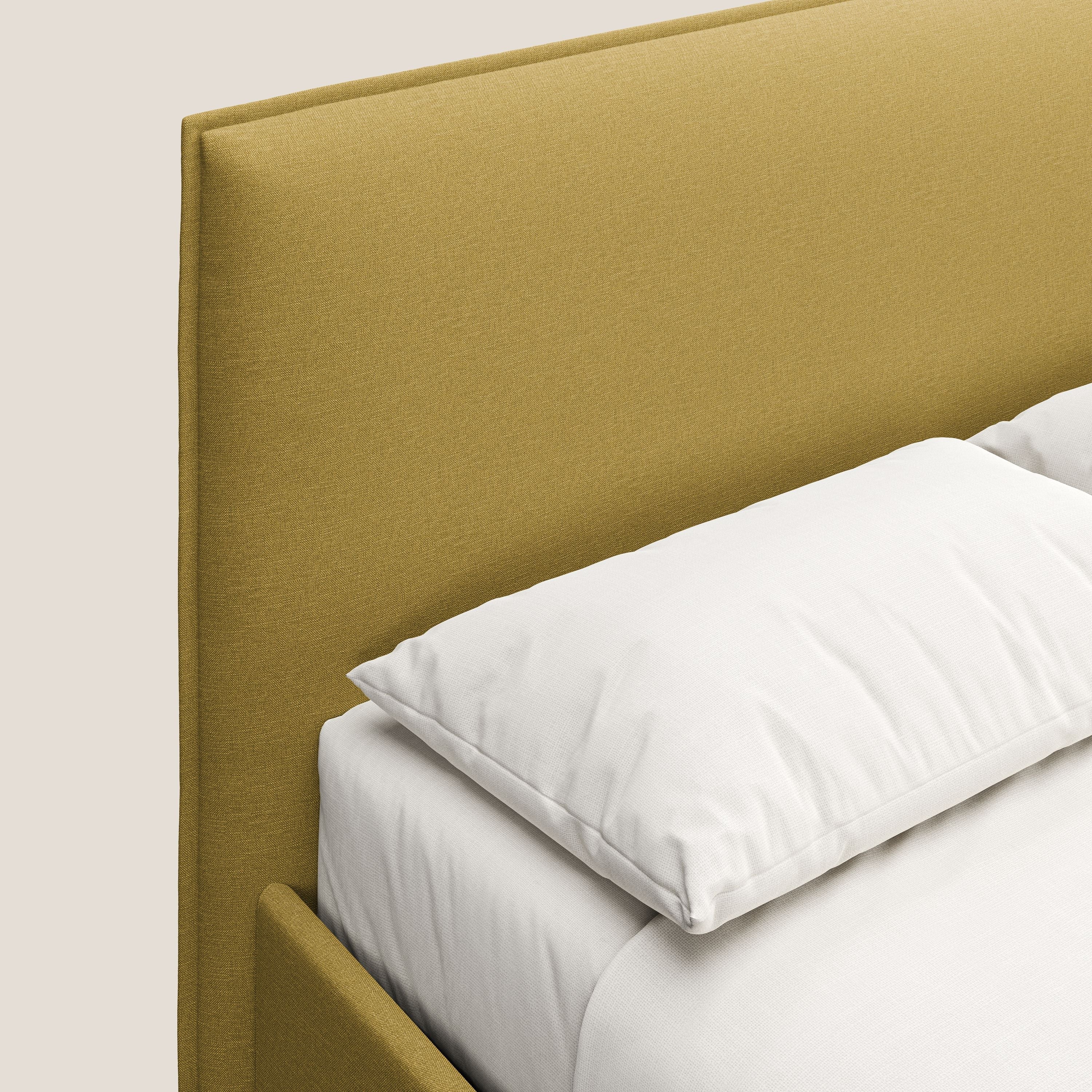 Costanza letto contenitore e sfoderabile in tessuto misto cotone impermeabile T13 giallo - divani.store