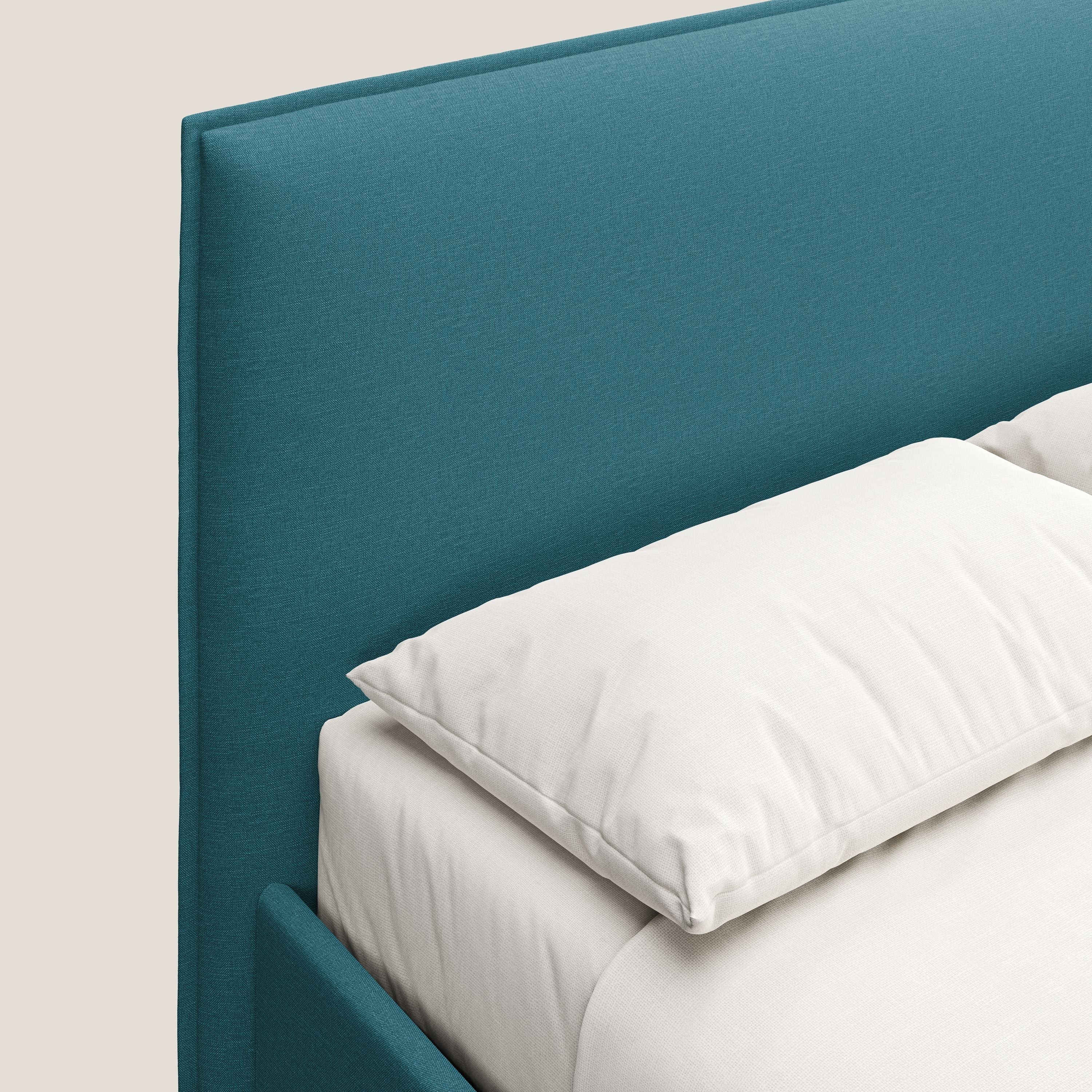 Costanza letto contenitore e sfoderabile in tessuto misto cotone impermeabile T13 azzurro - divani.store