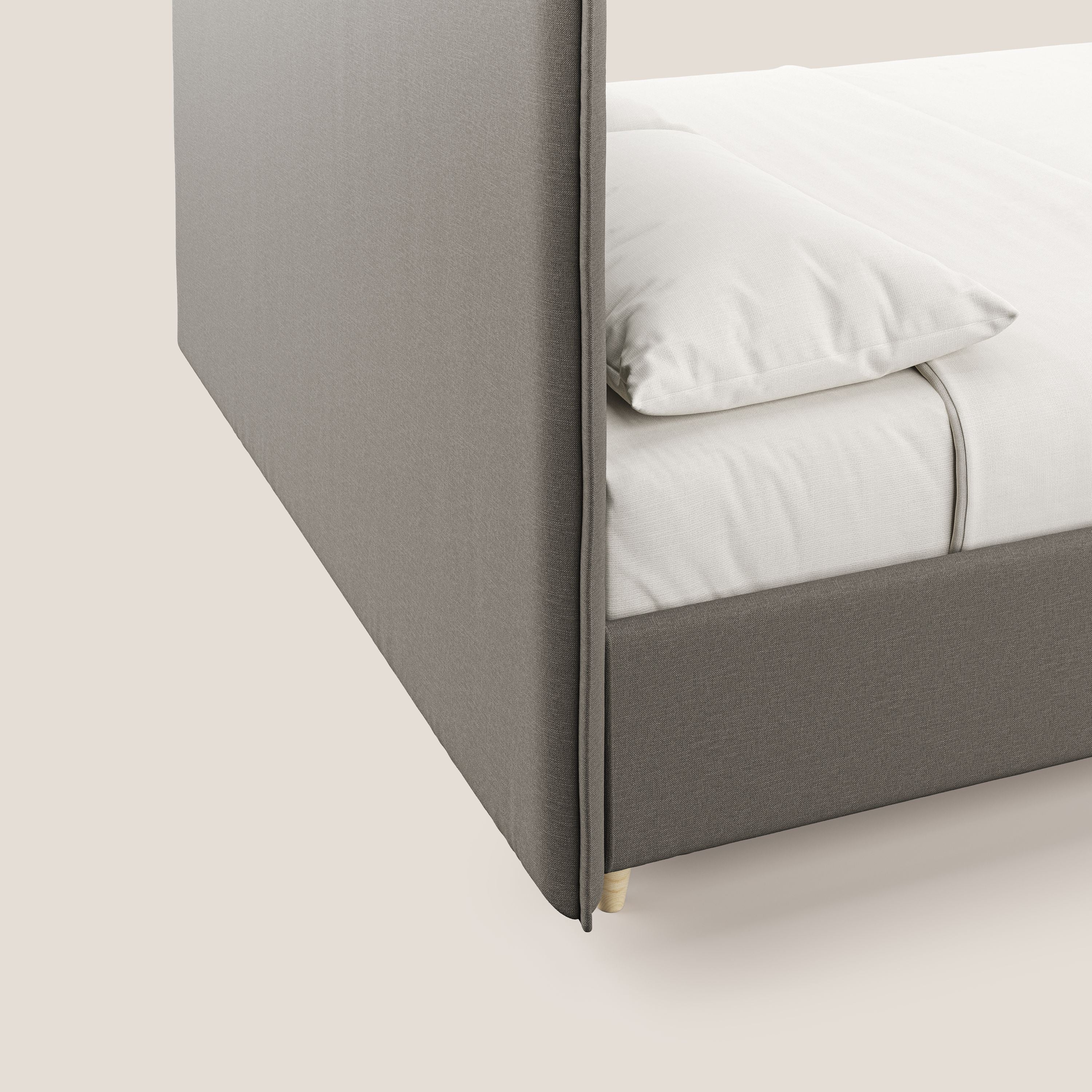 Costanza letto contenitore e sfoderabile in tessuto misto cotone impermeabile T13 tortora - divani.store