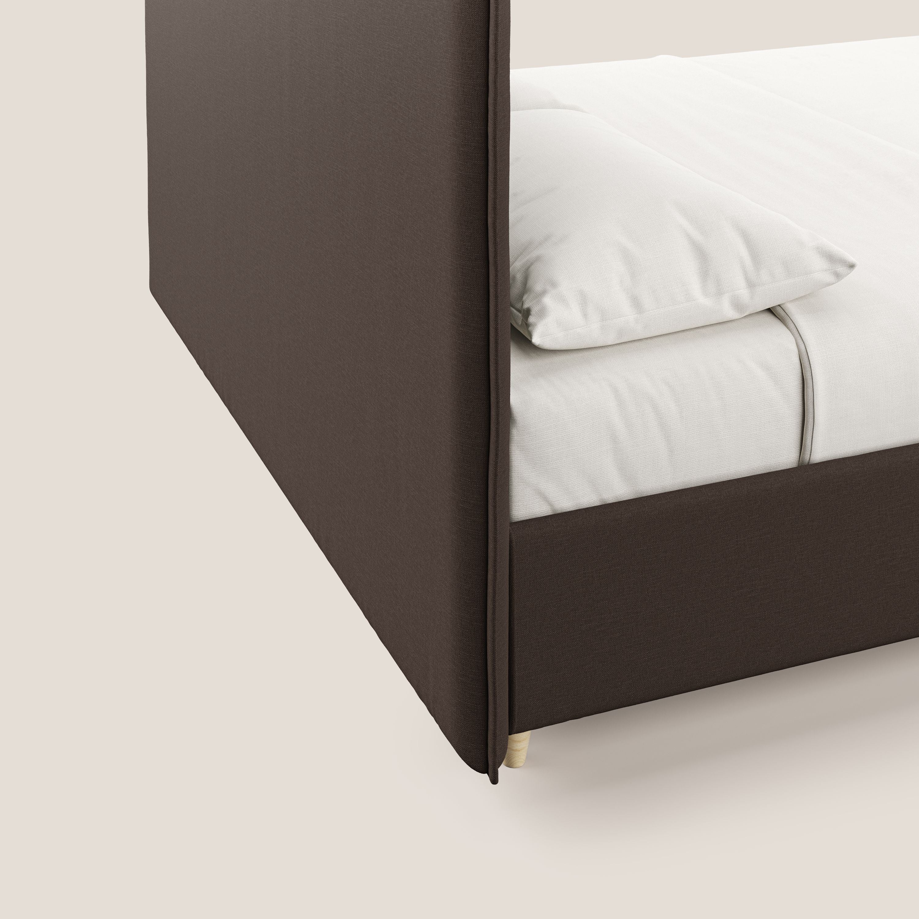 Costanza letto contenitore e sfoderabile in tessuto misto cotone impermeabile T13 marrone - divani.store