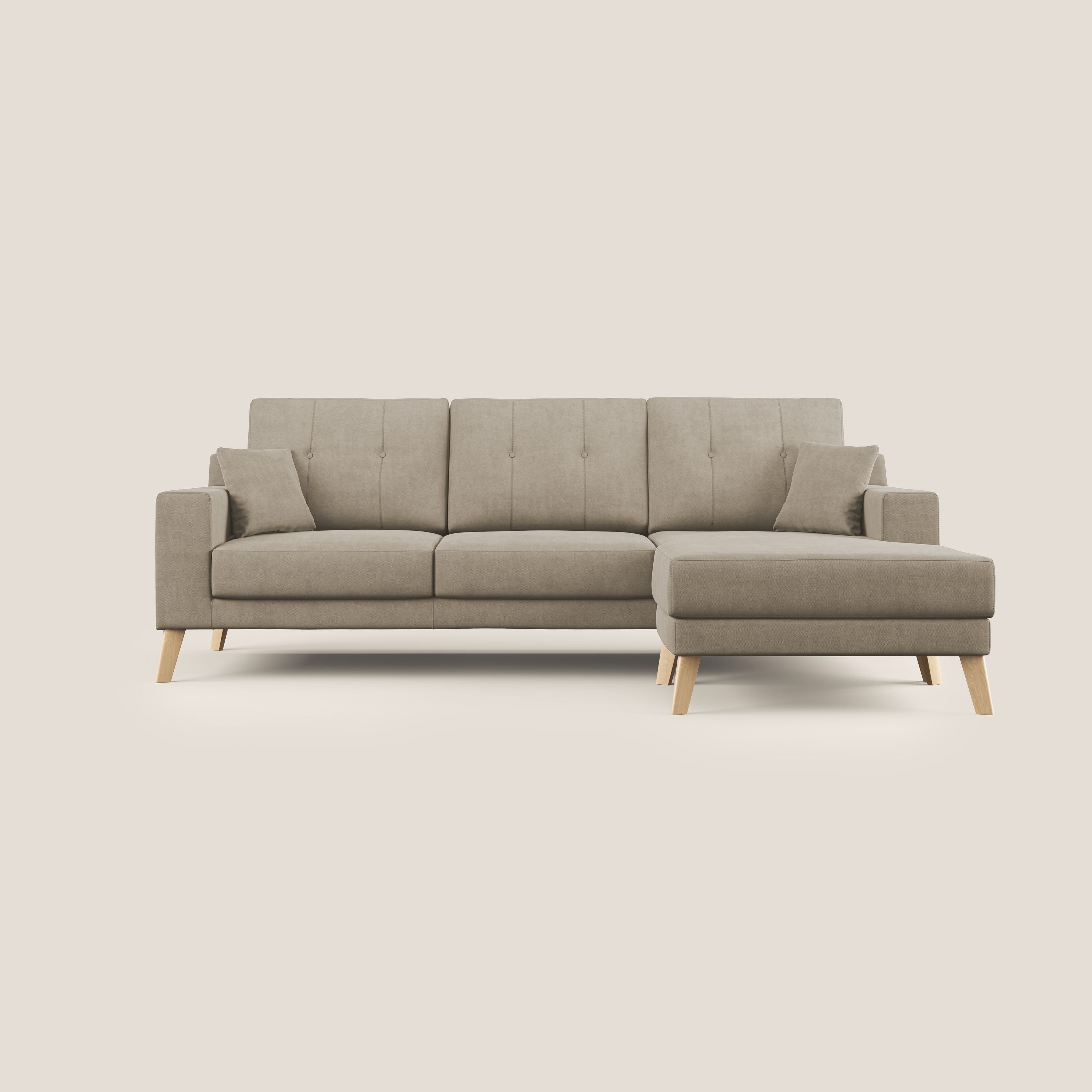 Danish divano angolare REVERSIBILE in tessuto morbido impermeabile T02 beige - divani.store