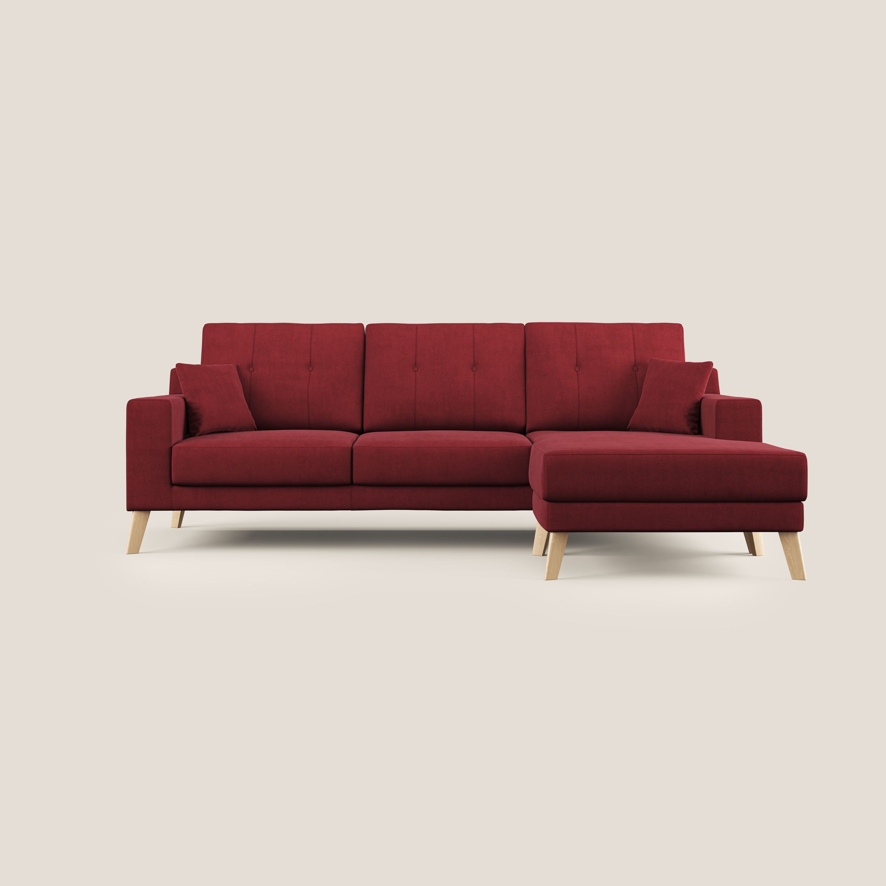 Danish divano angolare REVERSIBILE in tessuto morbido impermeabile T02 rosso - divani.store