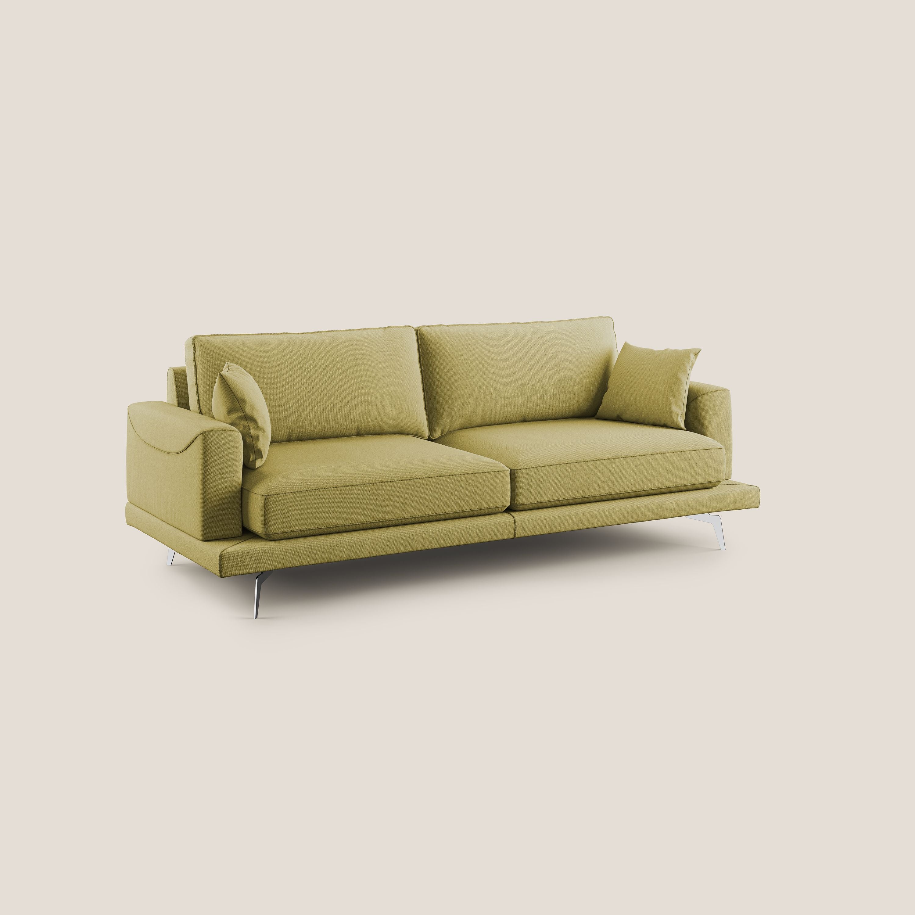 Dorian divano moderno in tessuto morbido antimacchia T05 giallo - divani.store