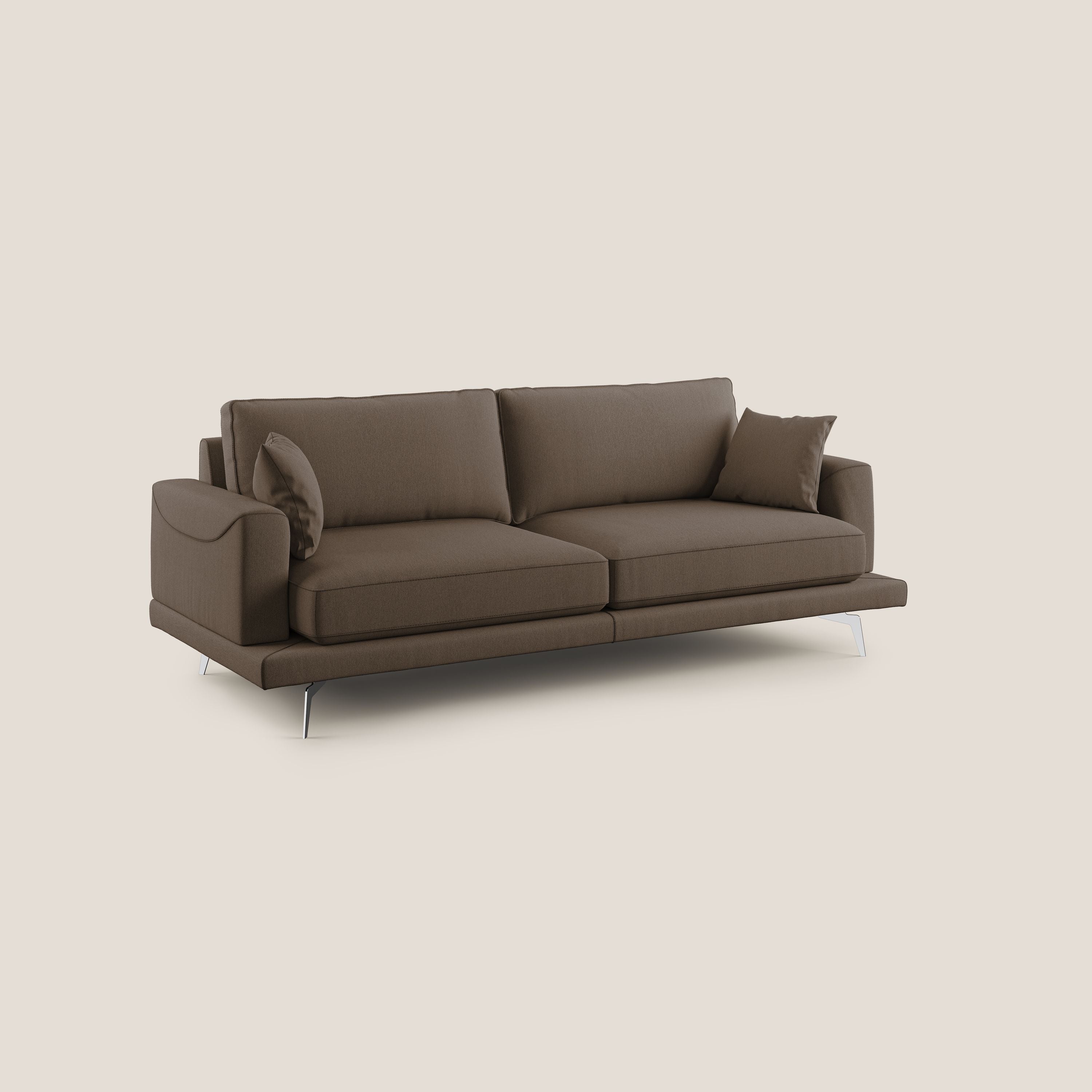 Dorian divano moderno in tessuto morbido antimacchia T05 marrone - divani.store