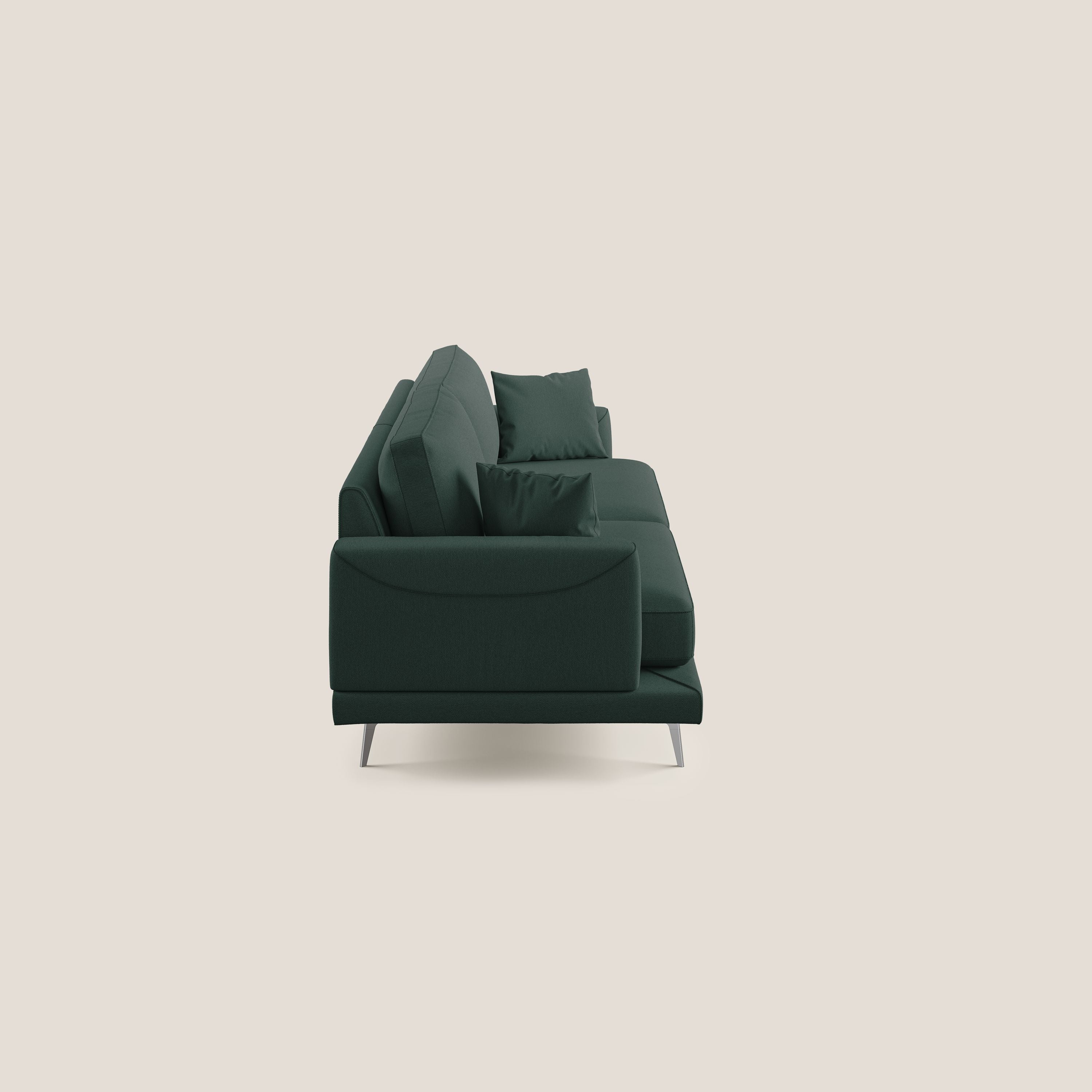 Dorian divano moderno in tessuto morbido antimacchia T05 verde - divani.store