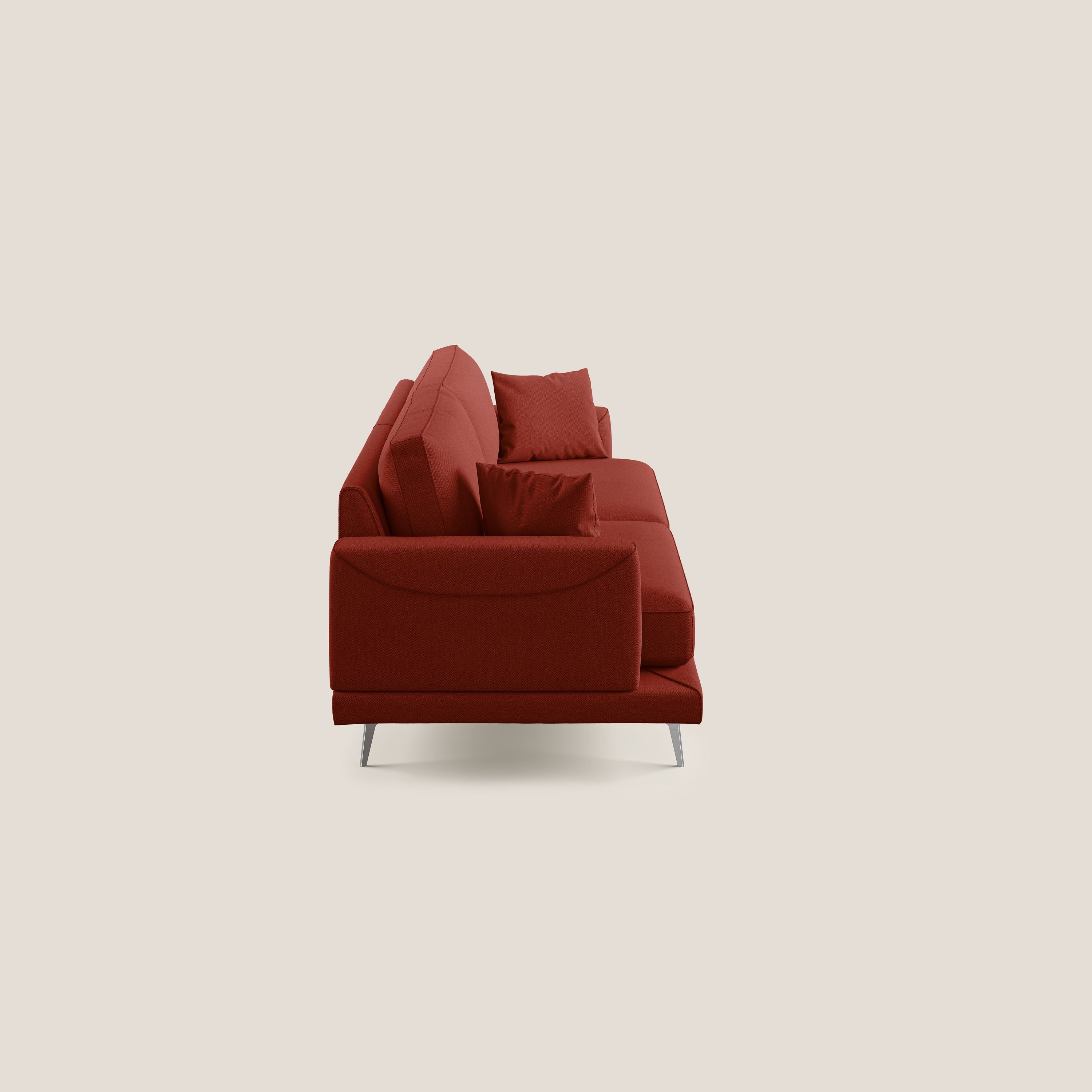Dorian divano moderno in tessuto morbido antimacchia T05 rosso - divani.store