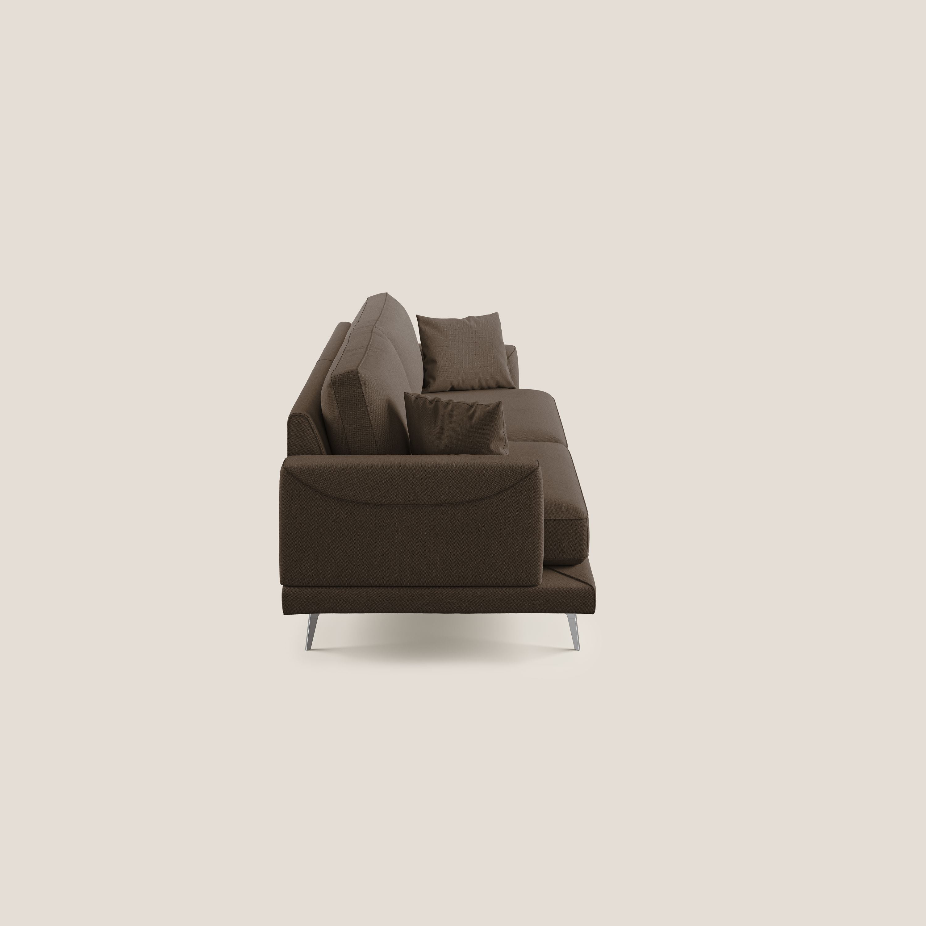 Dorian divano moderno in tessuto morbido antimacchia T05 marrone - divani.store
