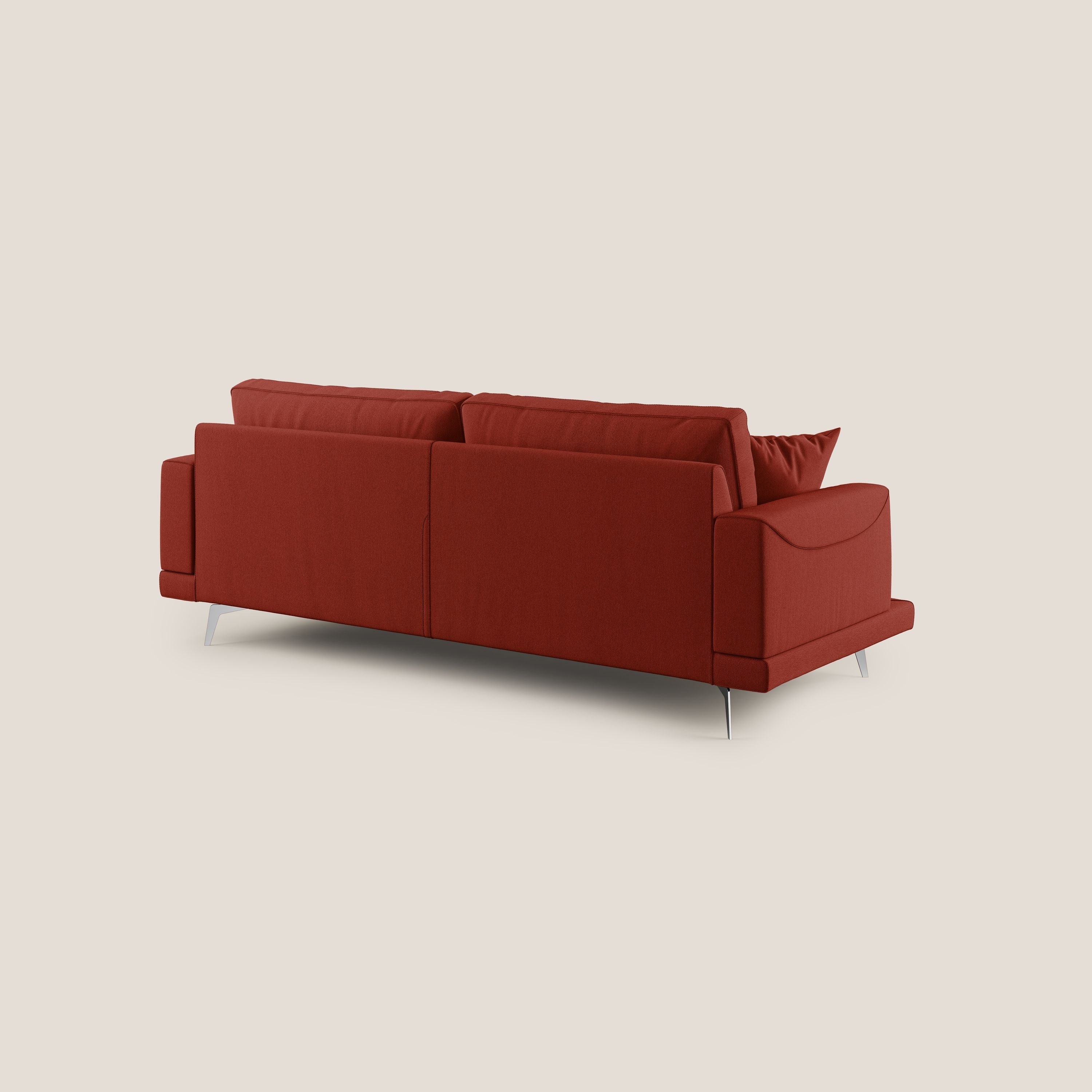 Dorian divano moderno in tessuto morbido antimacchia T05 rosso - divani.store
