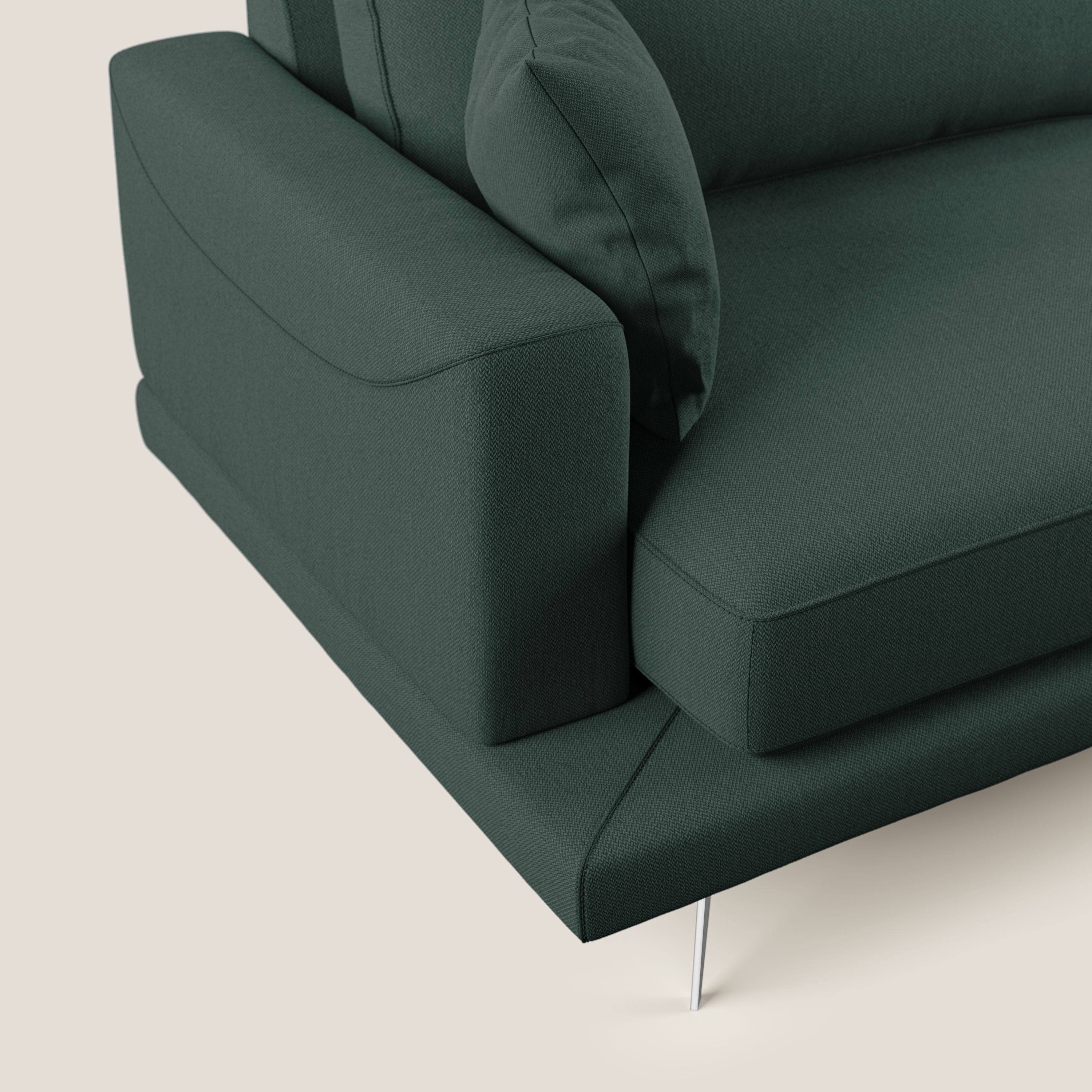 Dorian divano moderno in tessuto morbido antimacchia T05 verde - divani.store