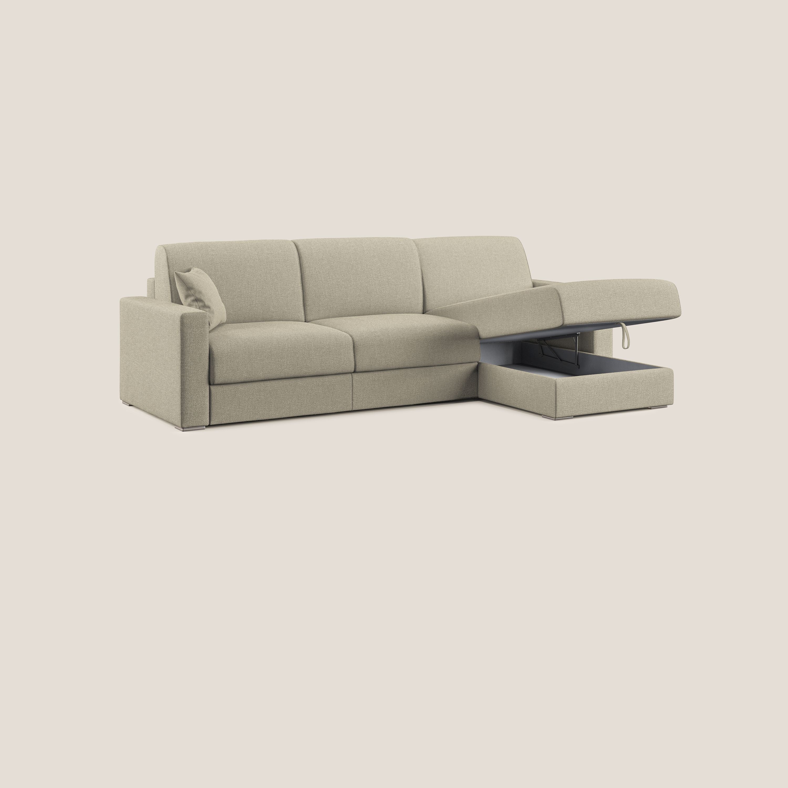 Best Divano letto angolare con penisola in tessuto smacchiabile QuickClean T08 panna - divani.store