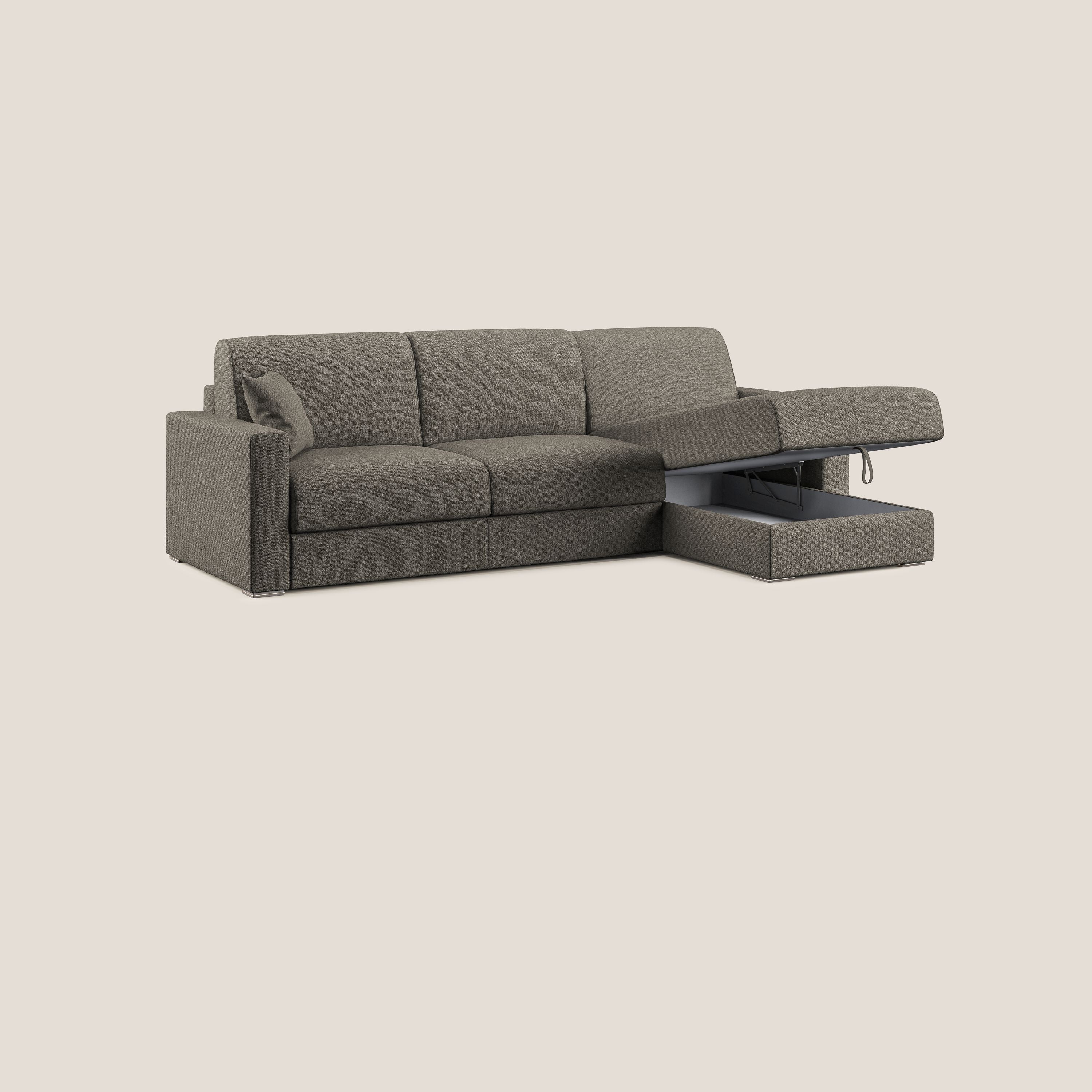 Best Divano letto angolare con penisola in tessuto smacchiabile QuickClean T08 tortora - divani.store