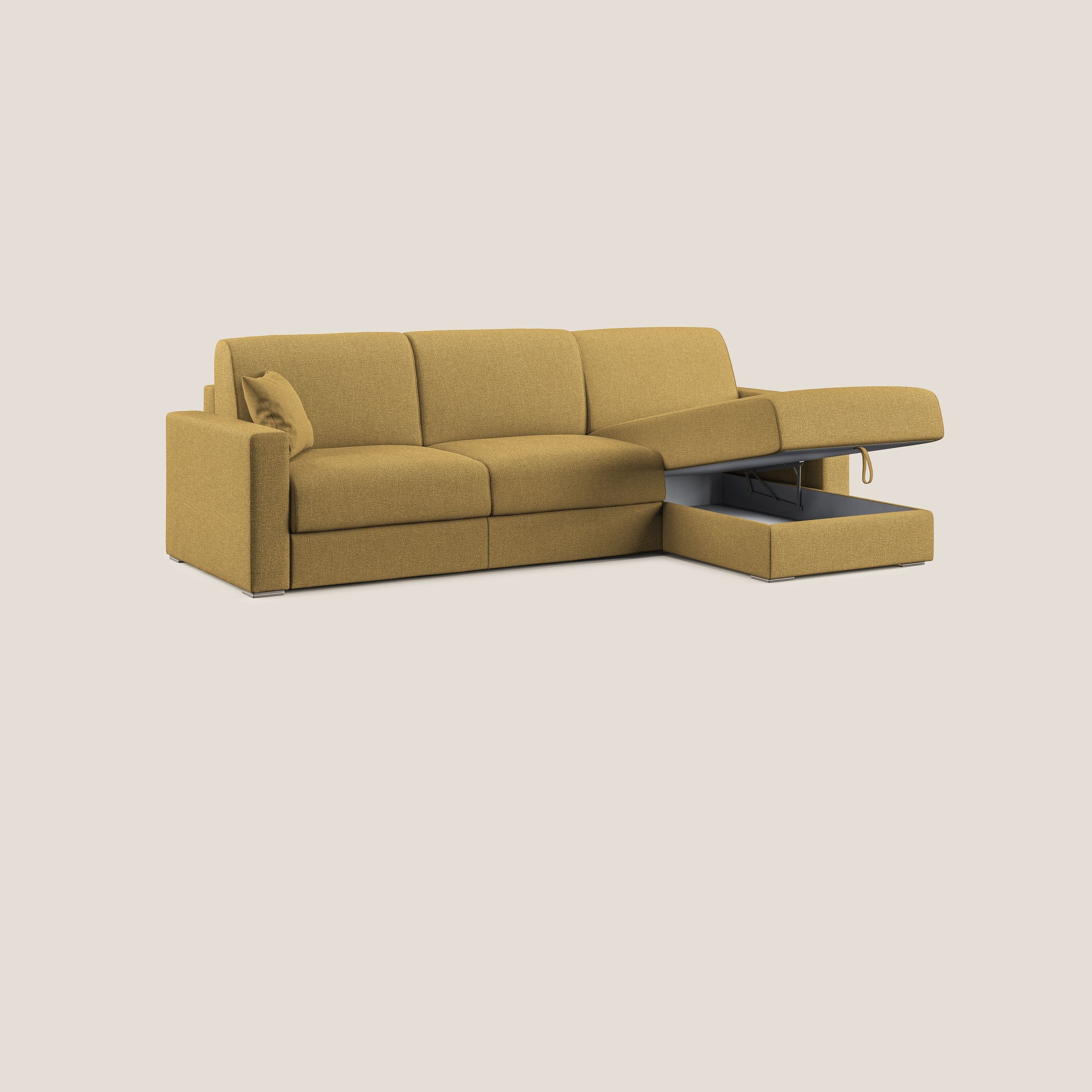 Best Divano letto angolare con penisola in tessuto smacchiabile QuickClean T08 giallo - divani.store