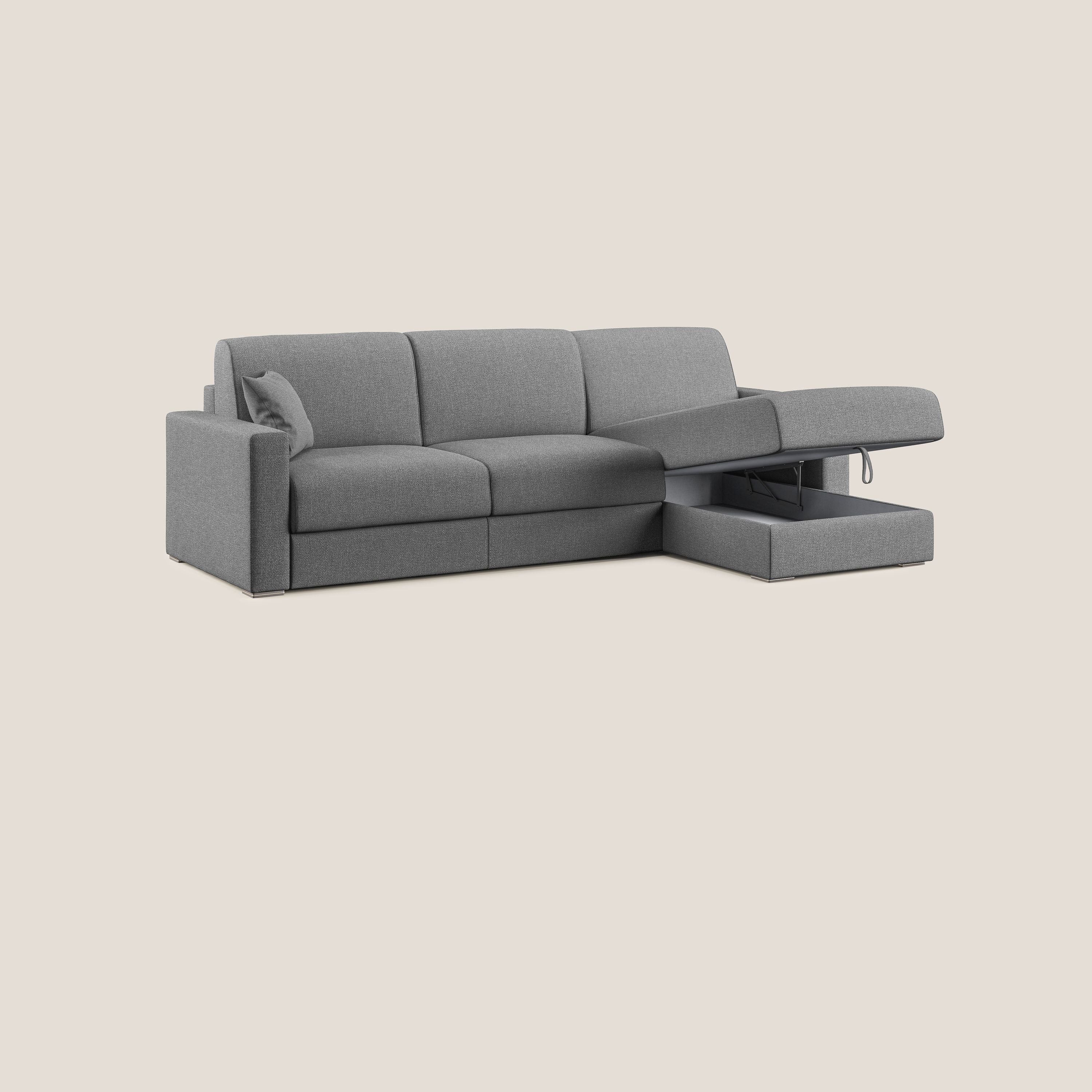 Best Divano letto angolare con penisola in tessuto smacchiabile QuickClean T08 grigio - divani.store