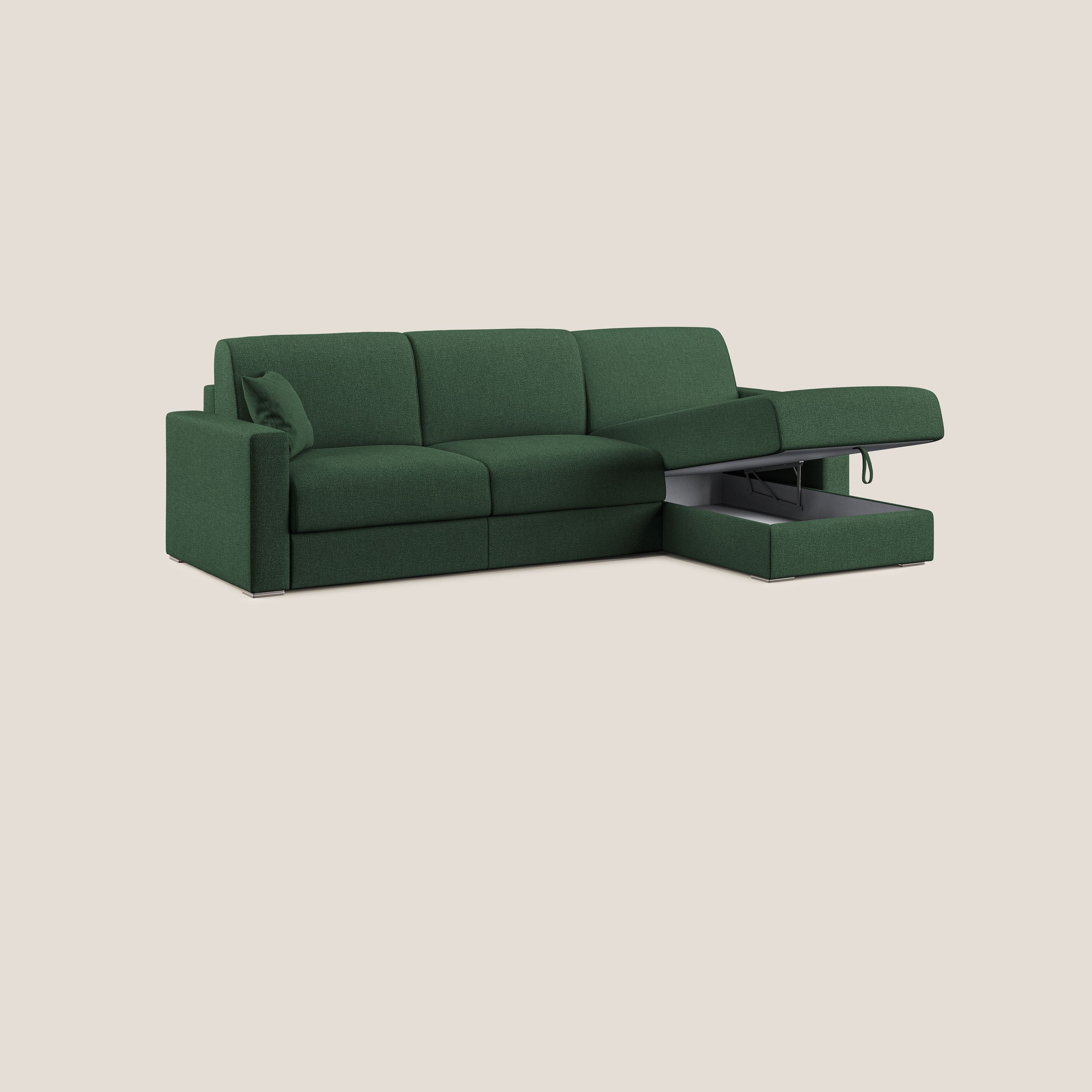 Best Divano letto angolare con penisola in tessuto smacchiabile QuickClean T08 verde - divani.store