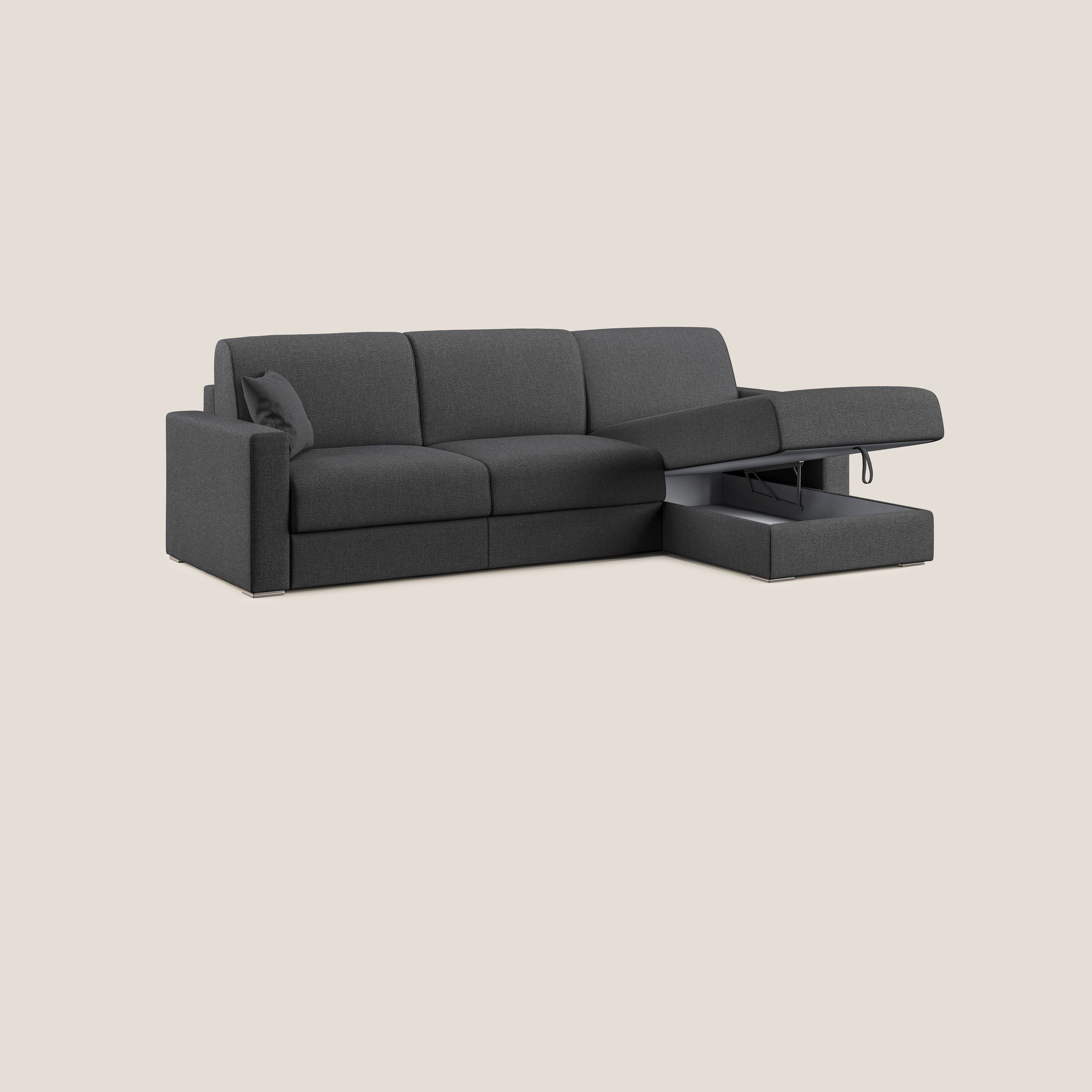 Best Divano letto angolare con penisola in tessuto smacchiabile QuickClean T08 antracite - divani.store