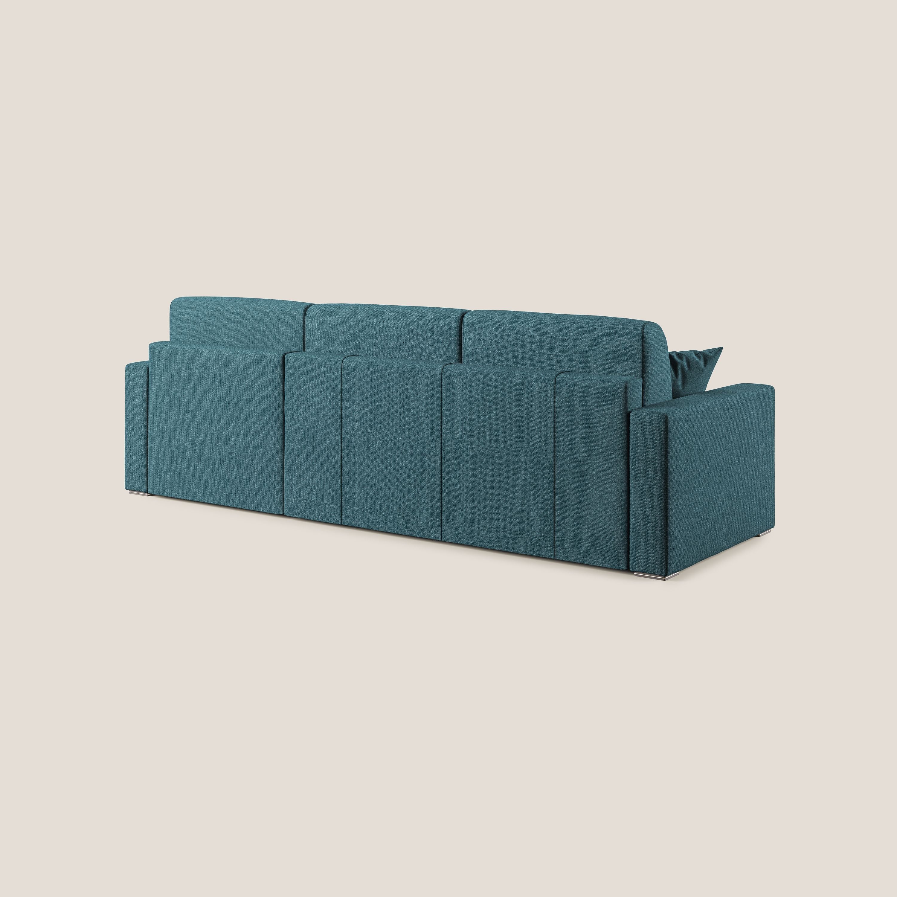 Best Divano letto angolare con penisola in tessuto smacchiabile QuickClean T08 azzurro - divani.store