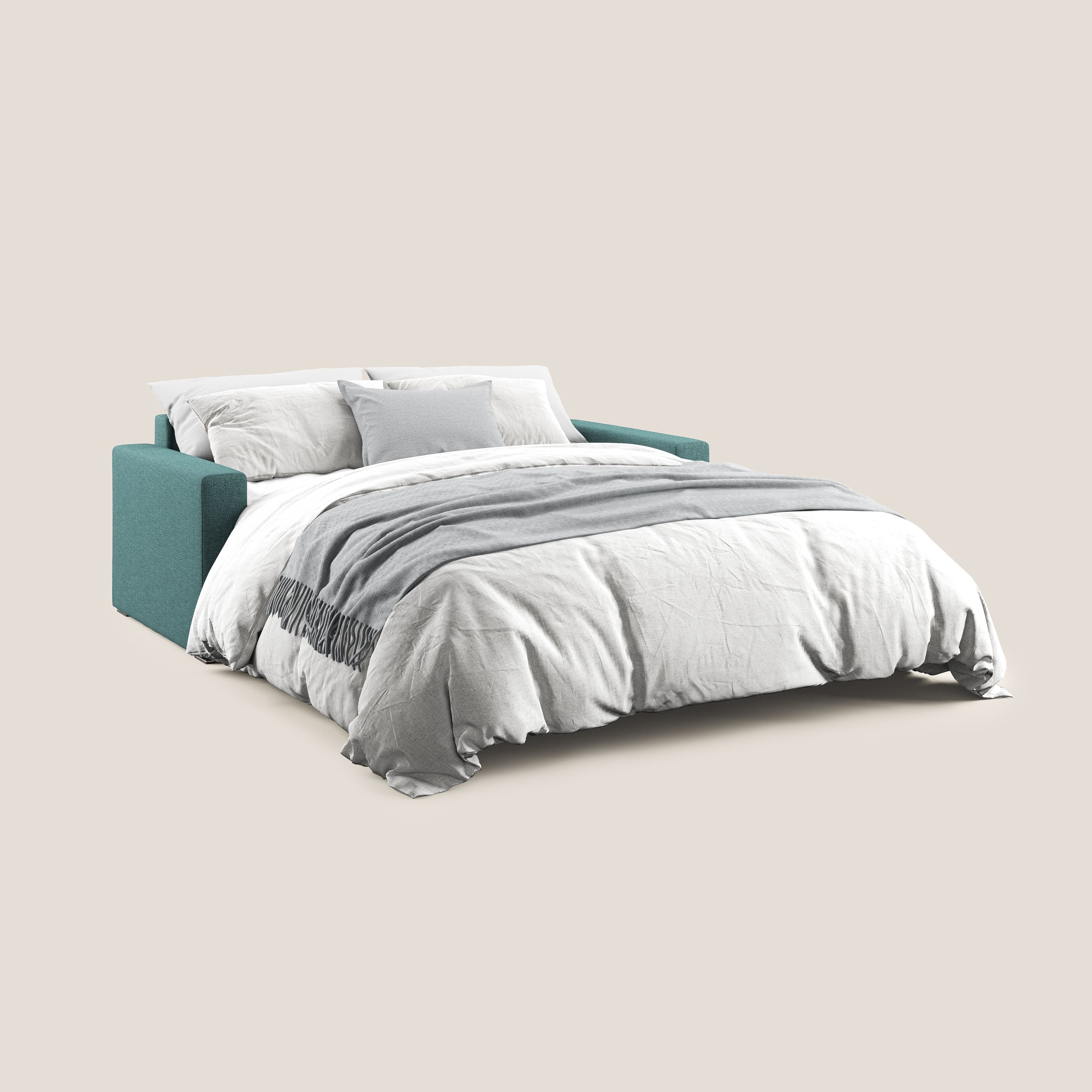 Best Divano letto matrimoniale in tessuto smacchiabile QuickClean T08 azzurro - divani.store