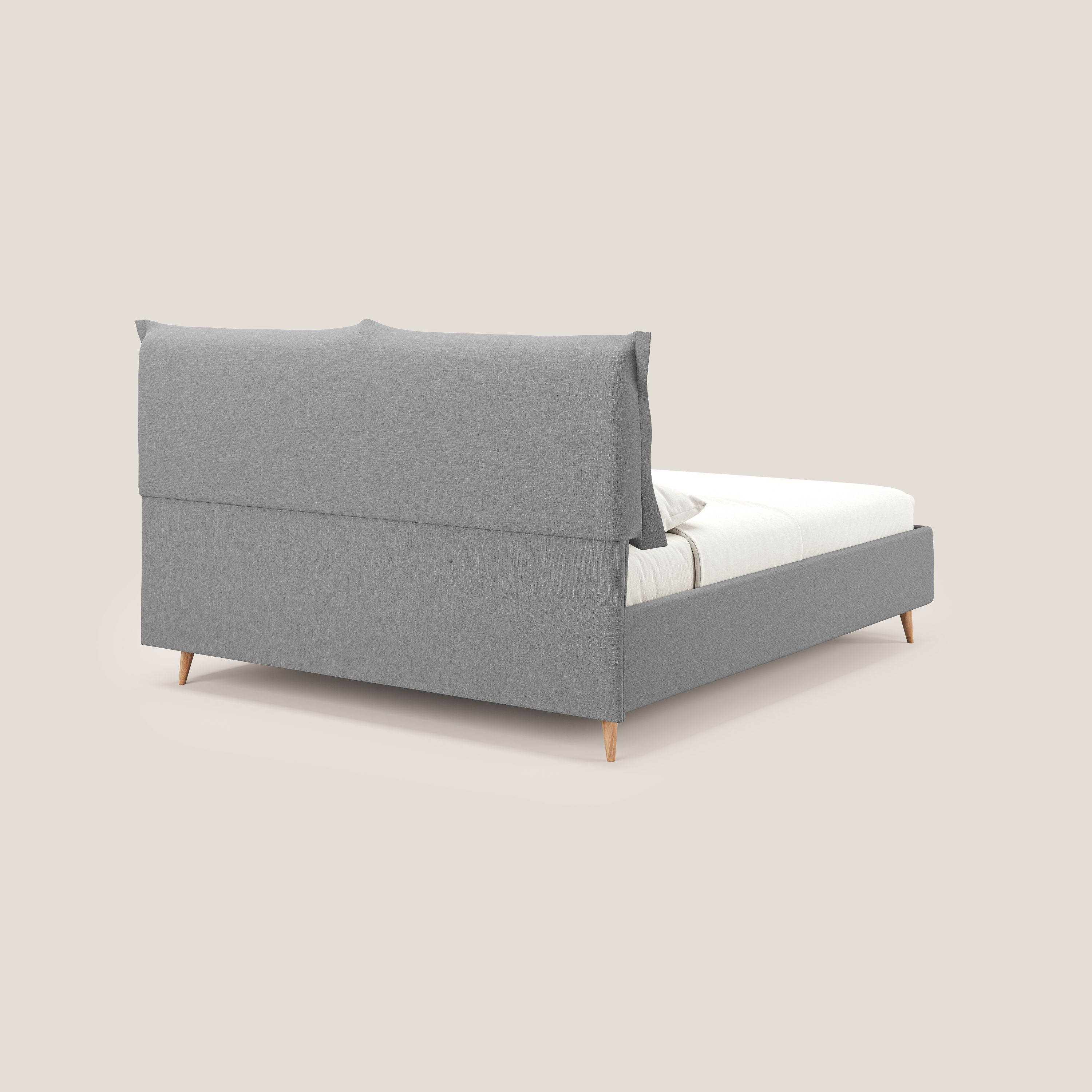 Elettra letto contenitore imbottito e sfoderabile con cuscini testata in tessuto impermeabile T13 grigio - divani.store