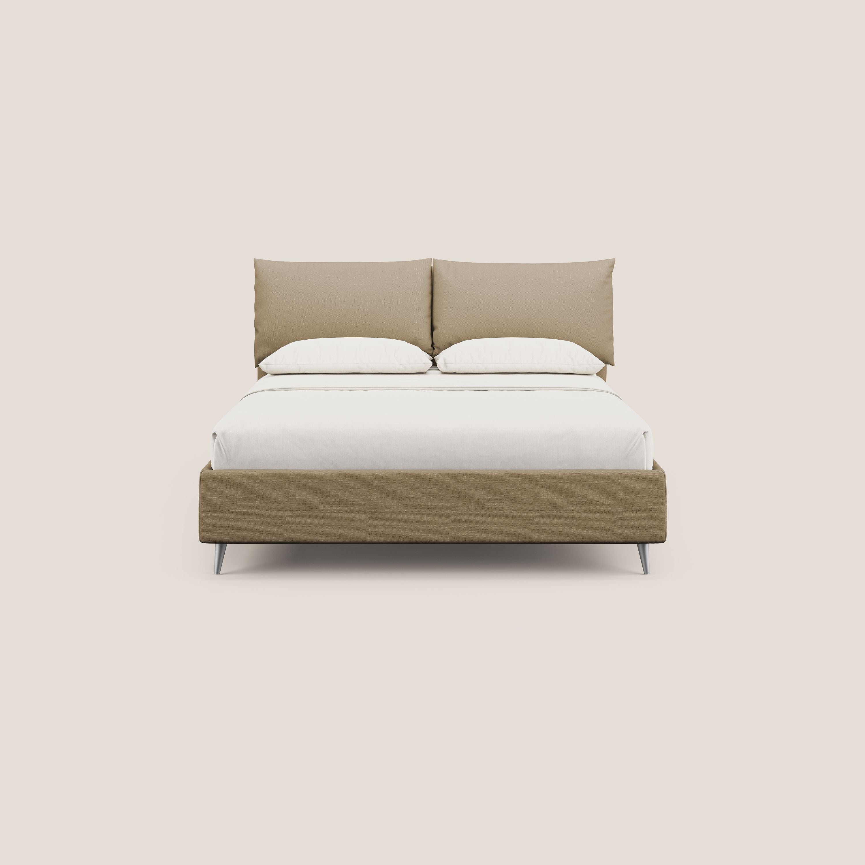 Elsa letto imbottito con vano contenitore in tessuto smacchiabile T05 beige - divani.store
