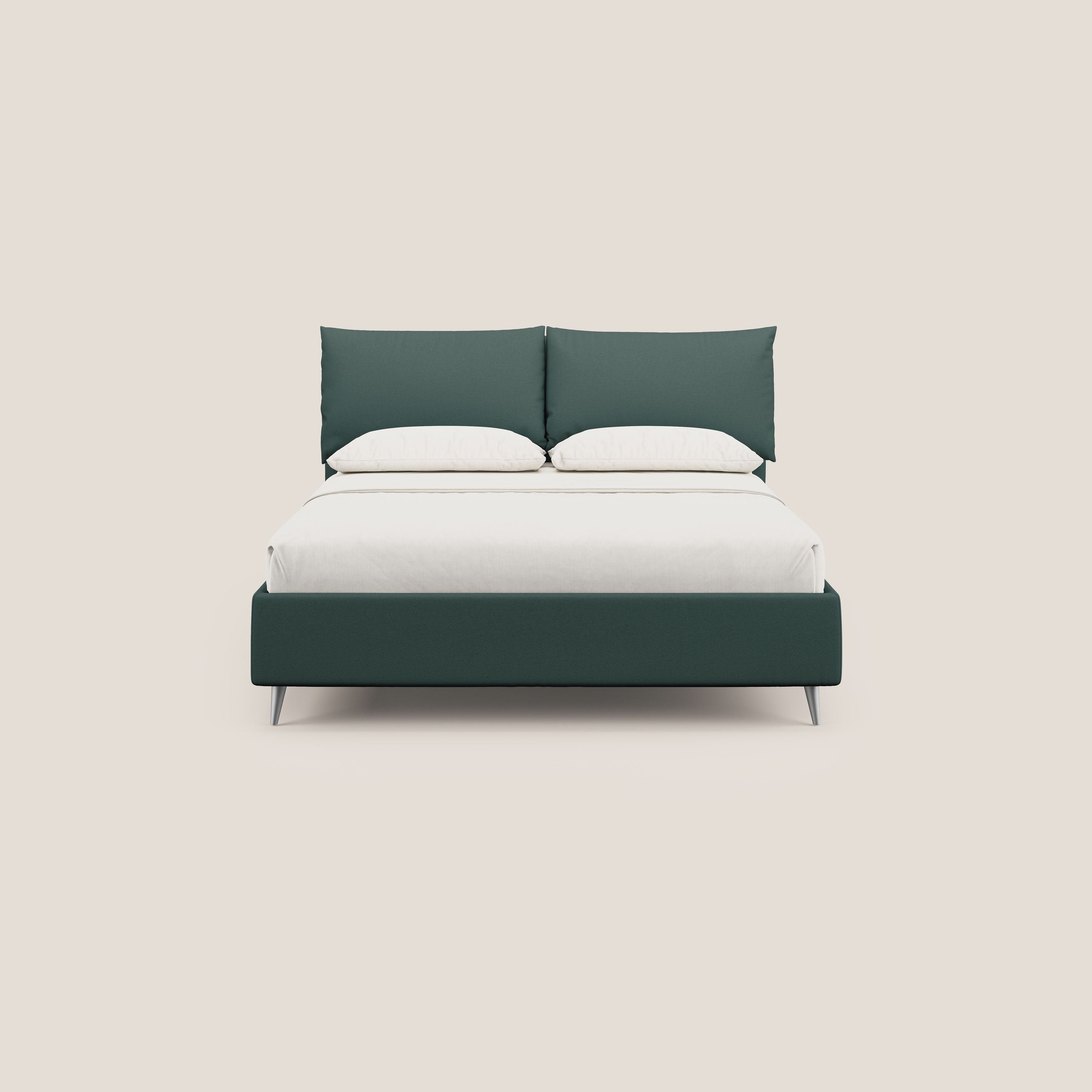 Elsa letto imbottito con vano contenitore in tessuto smacchiabile T05 verde - divani.store