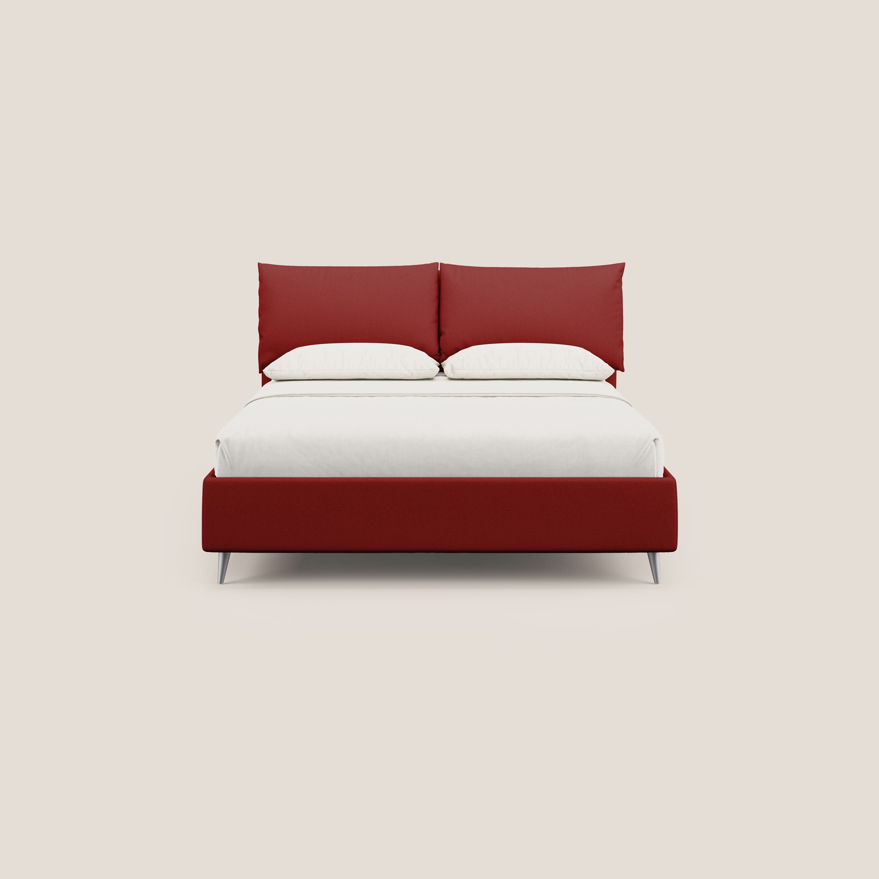 Elsa letto imbottito con vano contenitore in tessuto smacchiabile T05 rosso - divani.store