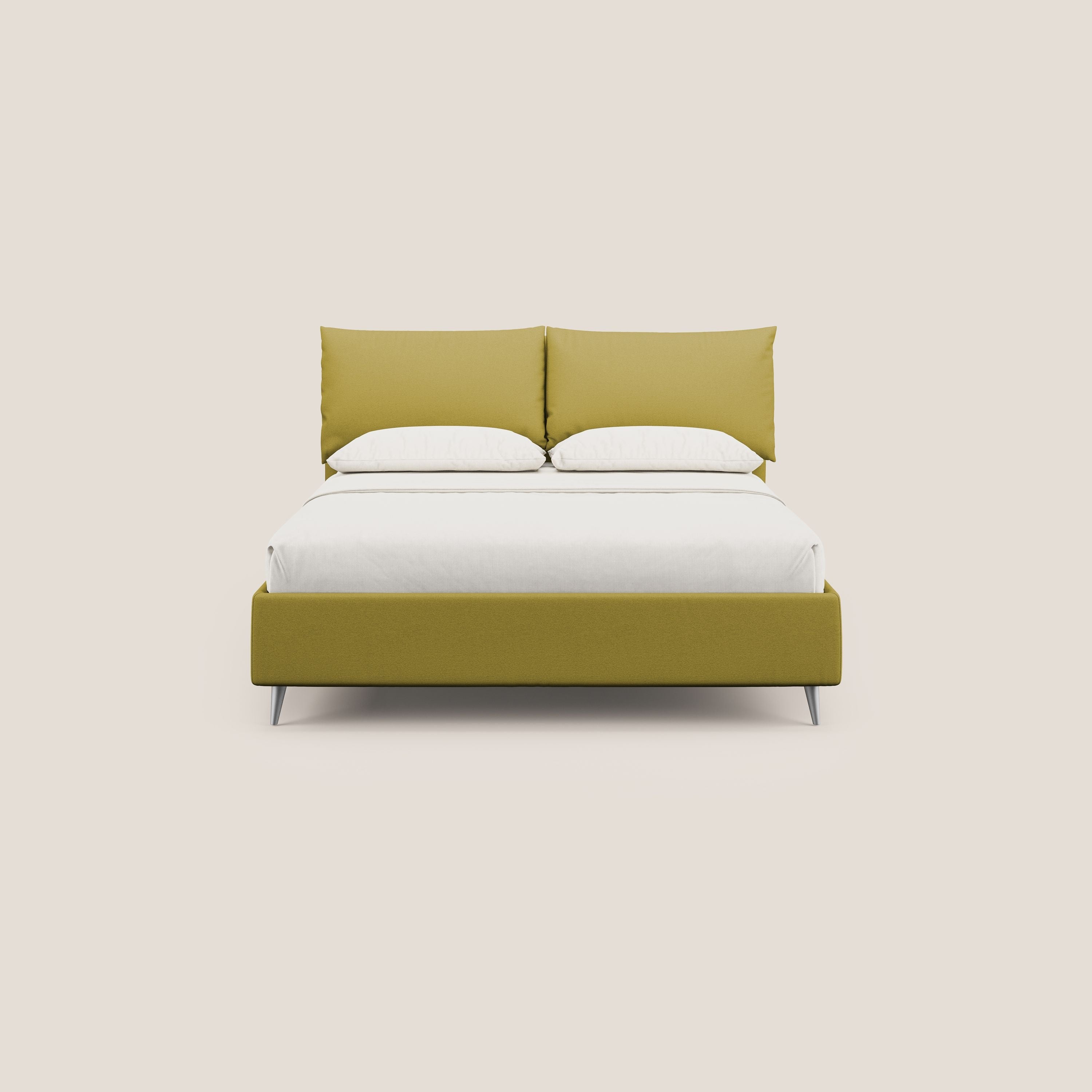 Elsa letto imbottito con vano contenitore in tessuto smacchiabile T05 giallo - divani.store