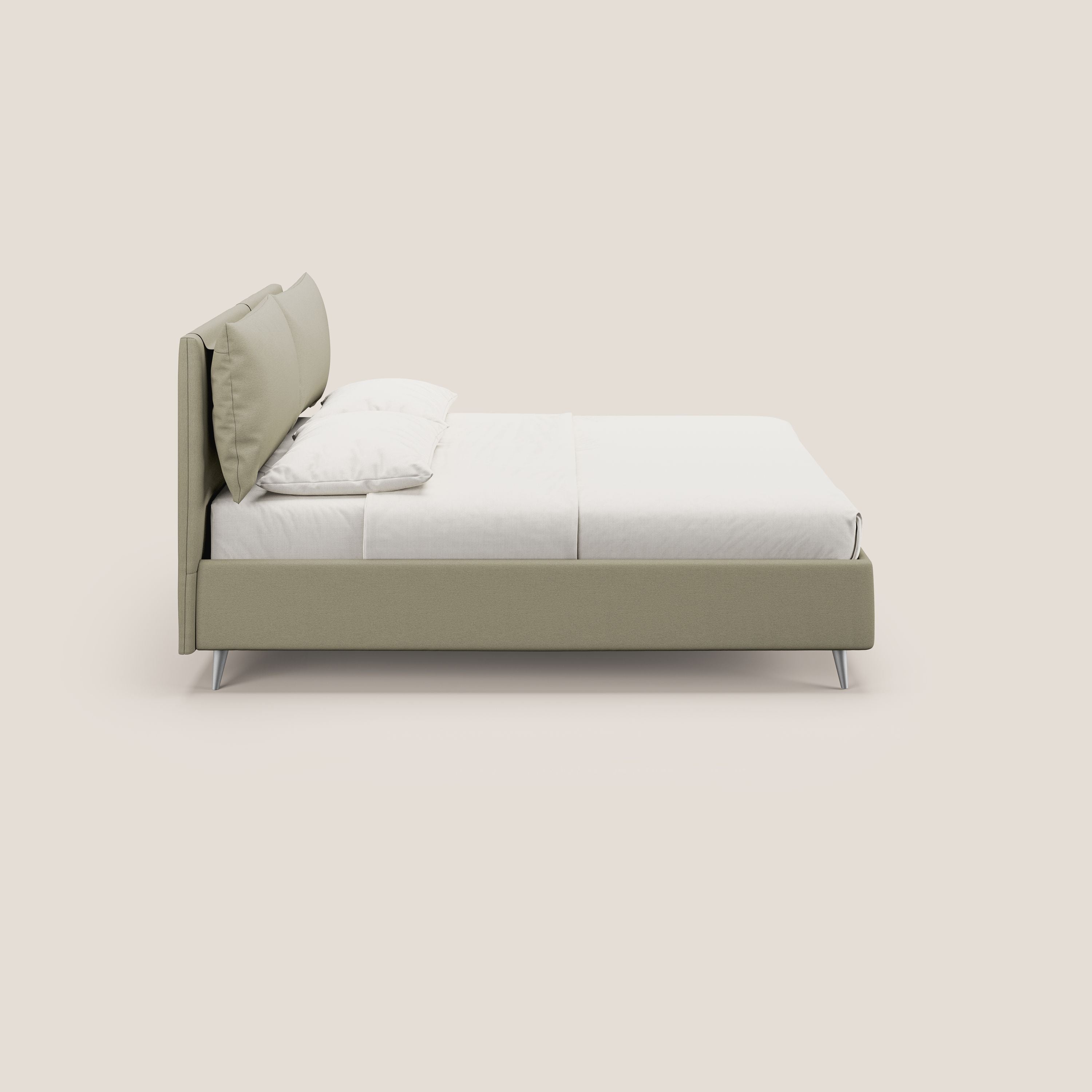 Elsa letto imbottito con vano contenitore in tessuto smacchiabile T05 panna - divani.store