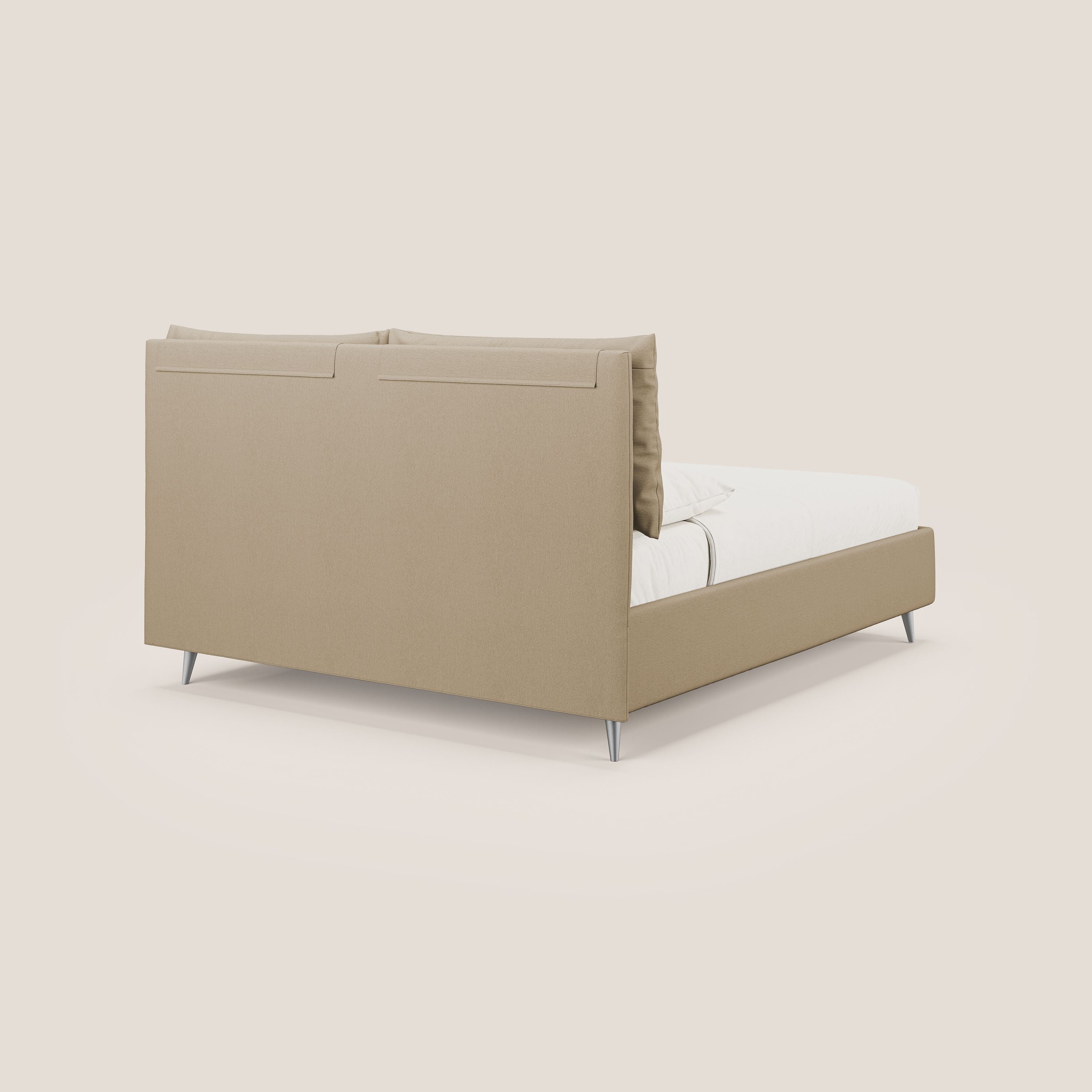Elsa letto imbottito con vano contenitore in tessuto smacchiabile T05 beige - divani.store
