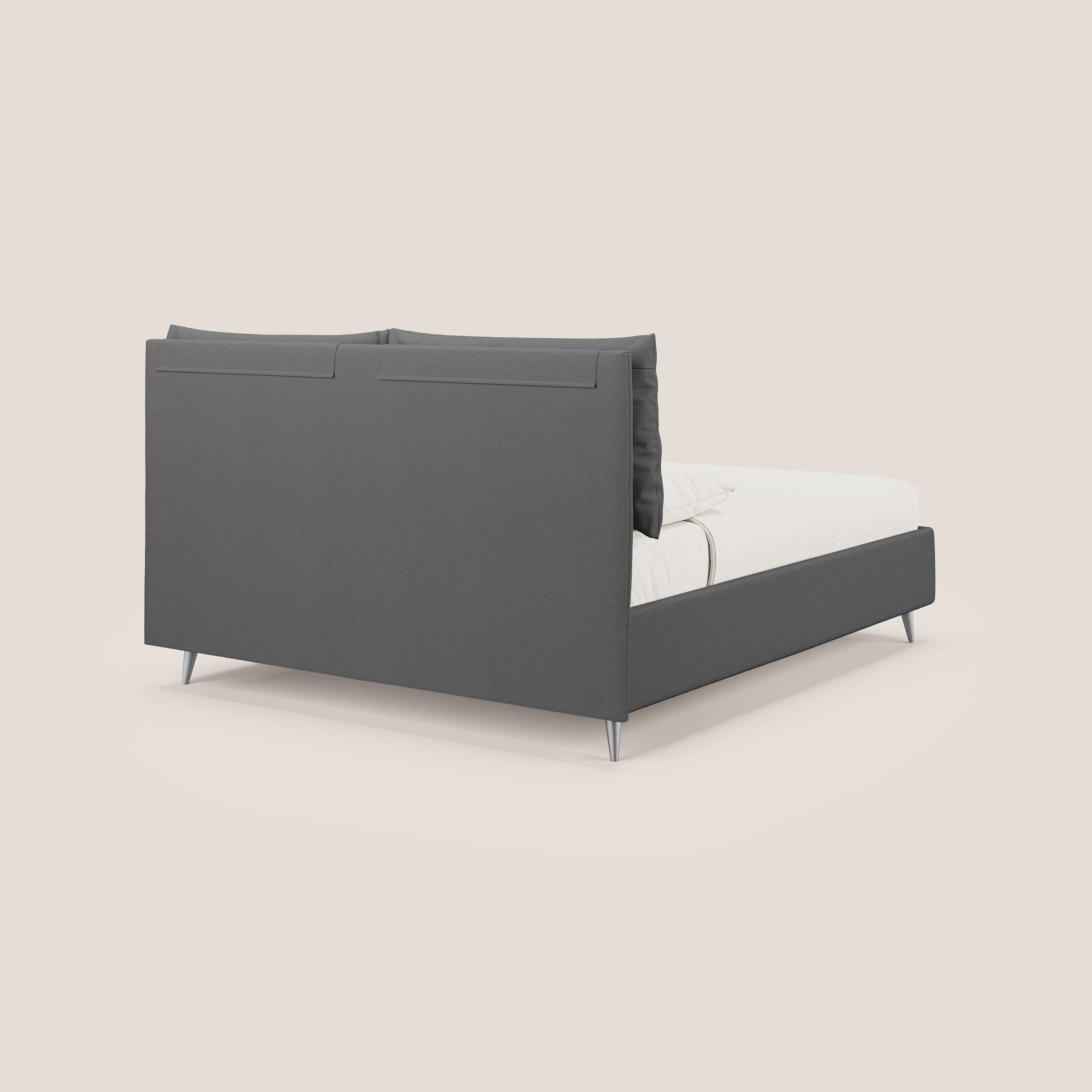 Elsa letto imbottito con vano contenitore in tessuto smacchiabile T05 antracite - divani.store