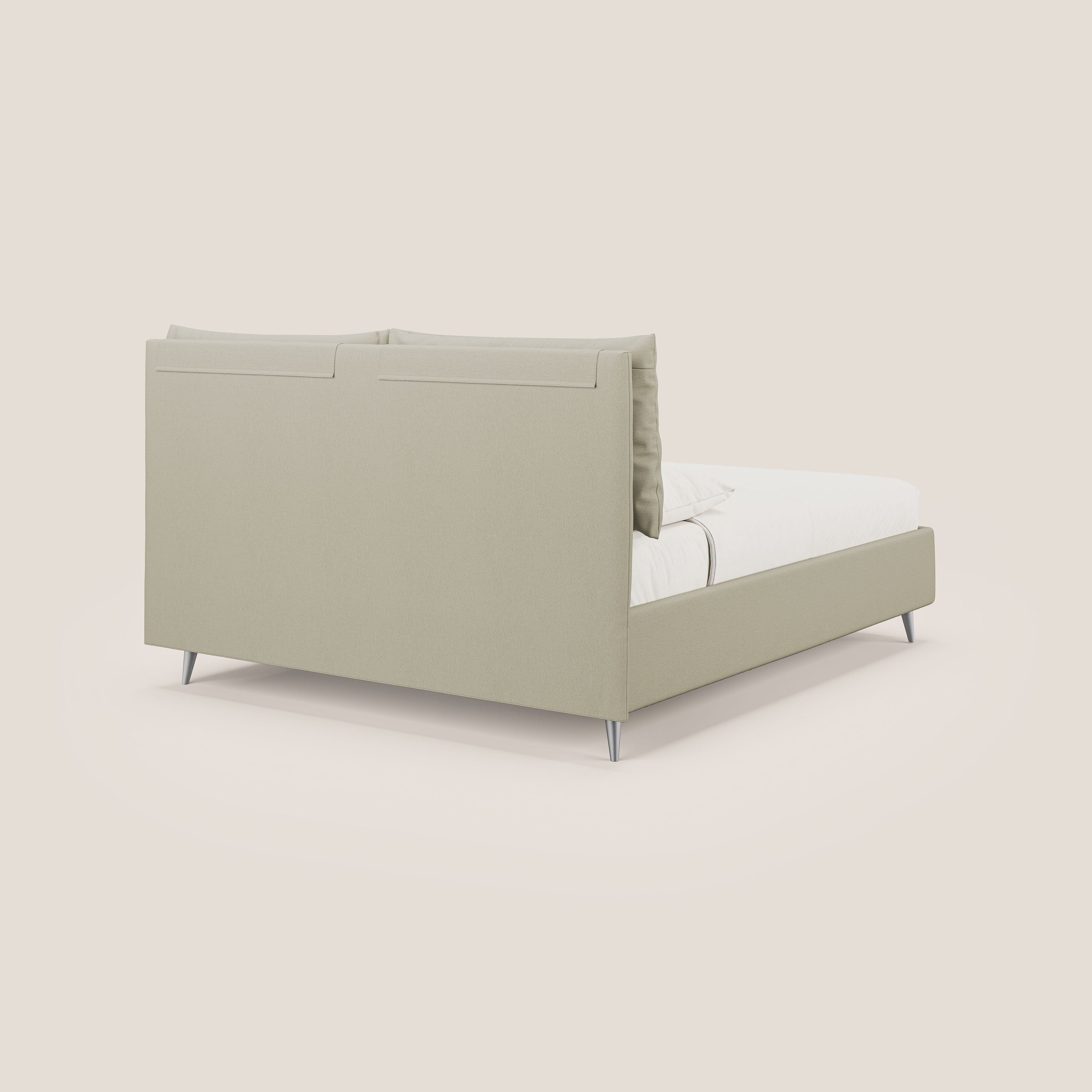 Elsa letto imbottito con vano contenitore in tessuto smacchiabile T05 panna - divani.store