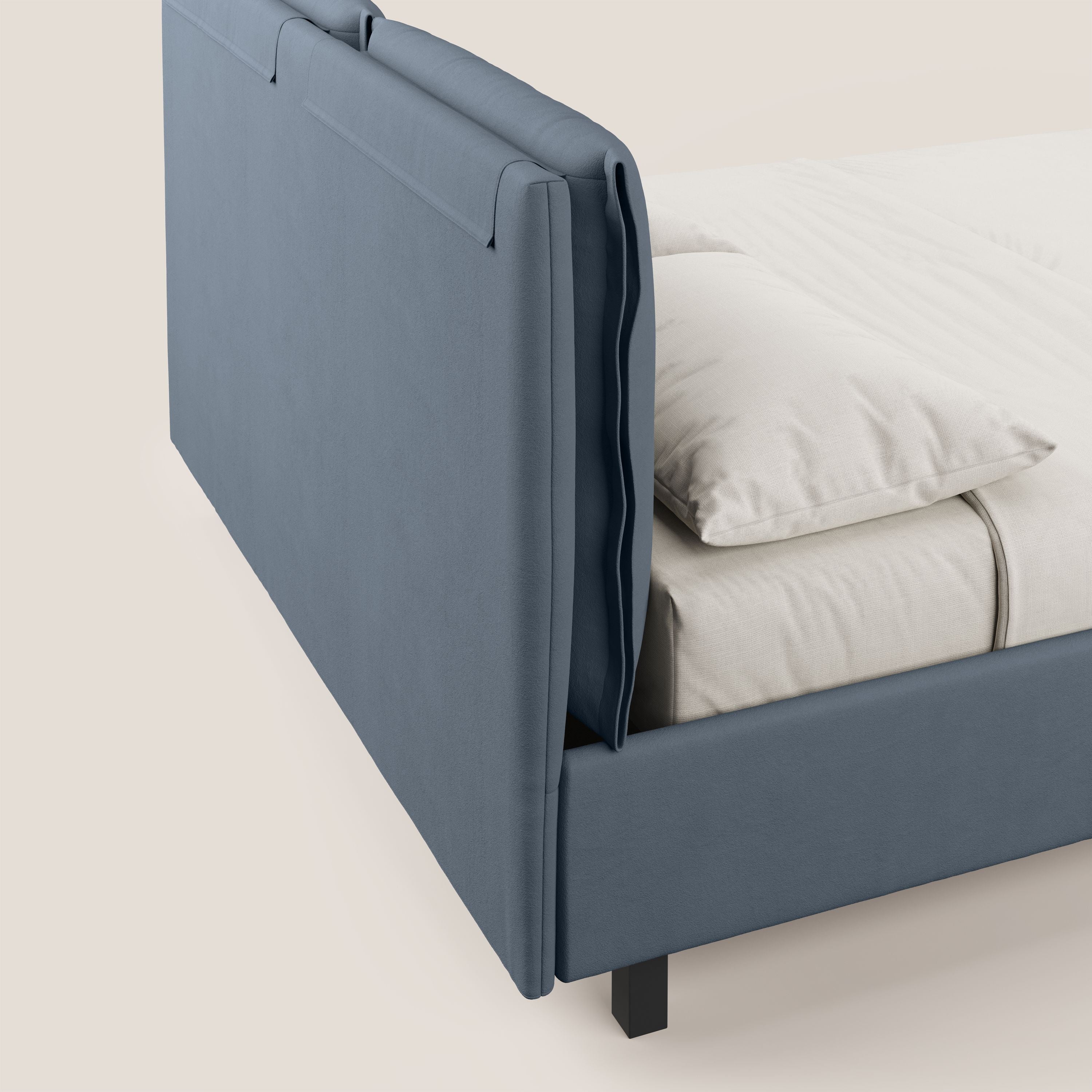 Emma letto contenitore con cuscini mobili in microfibra smacchiabile T11 carta da zucchero - divani.store