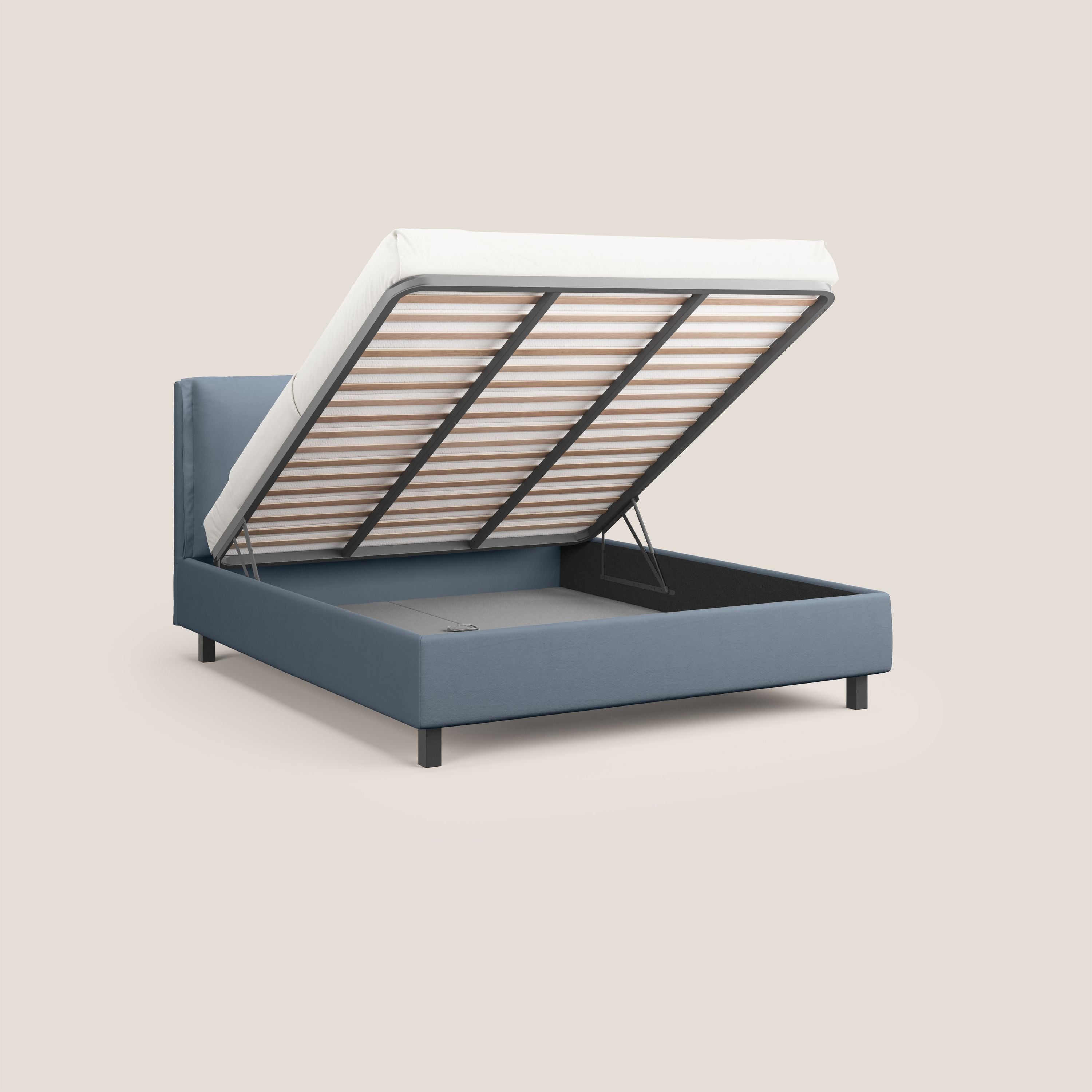 Emma letto contenitore con cuscini mobili in microfibra smacchiabile T11 carta da zucchero - divani.store