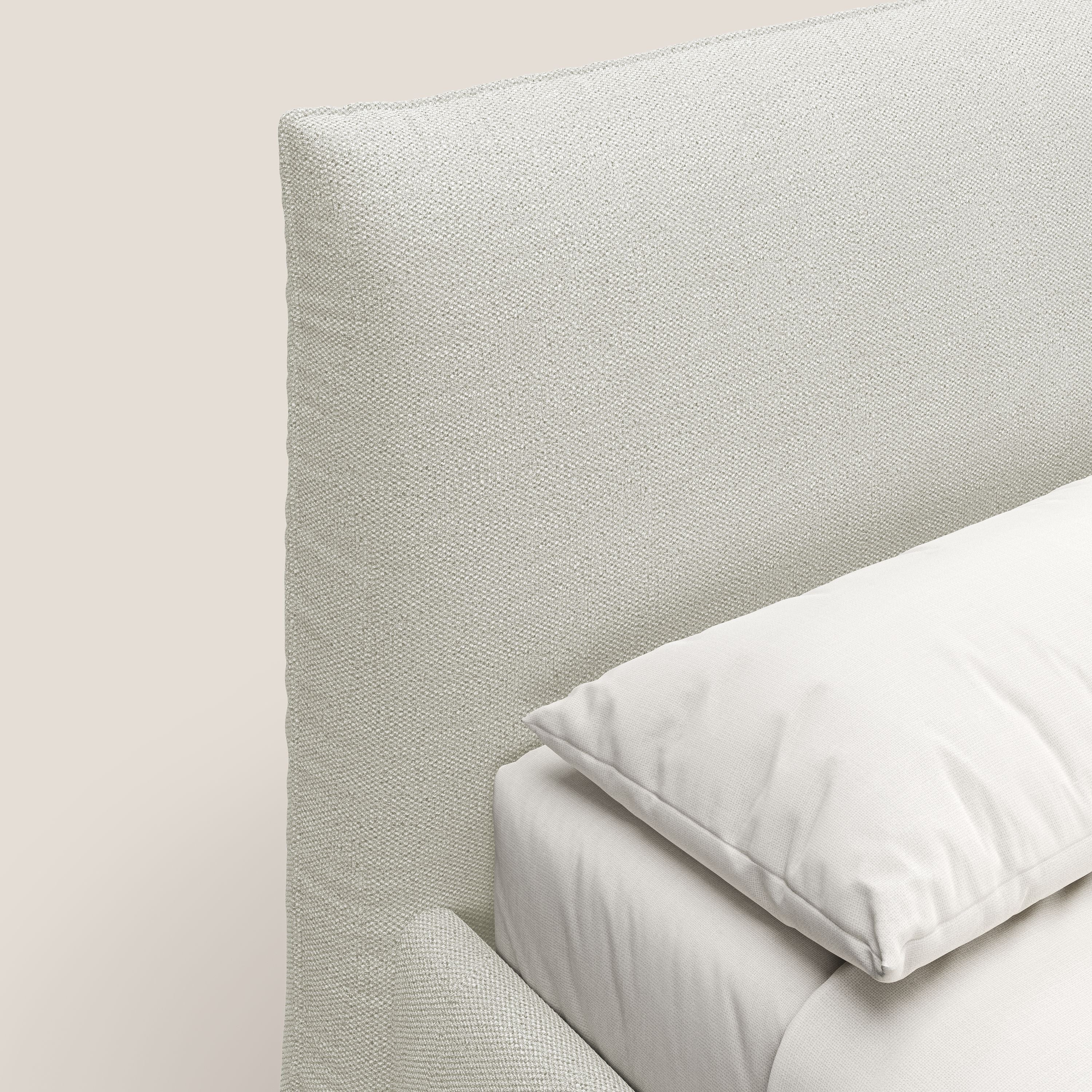 EROS letto imbottito in piuma con vano contenitore in pregiato e fresco bouclet smacchiabile T16 panna - divani.store