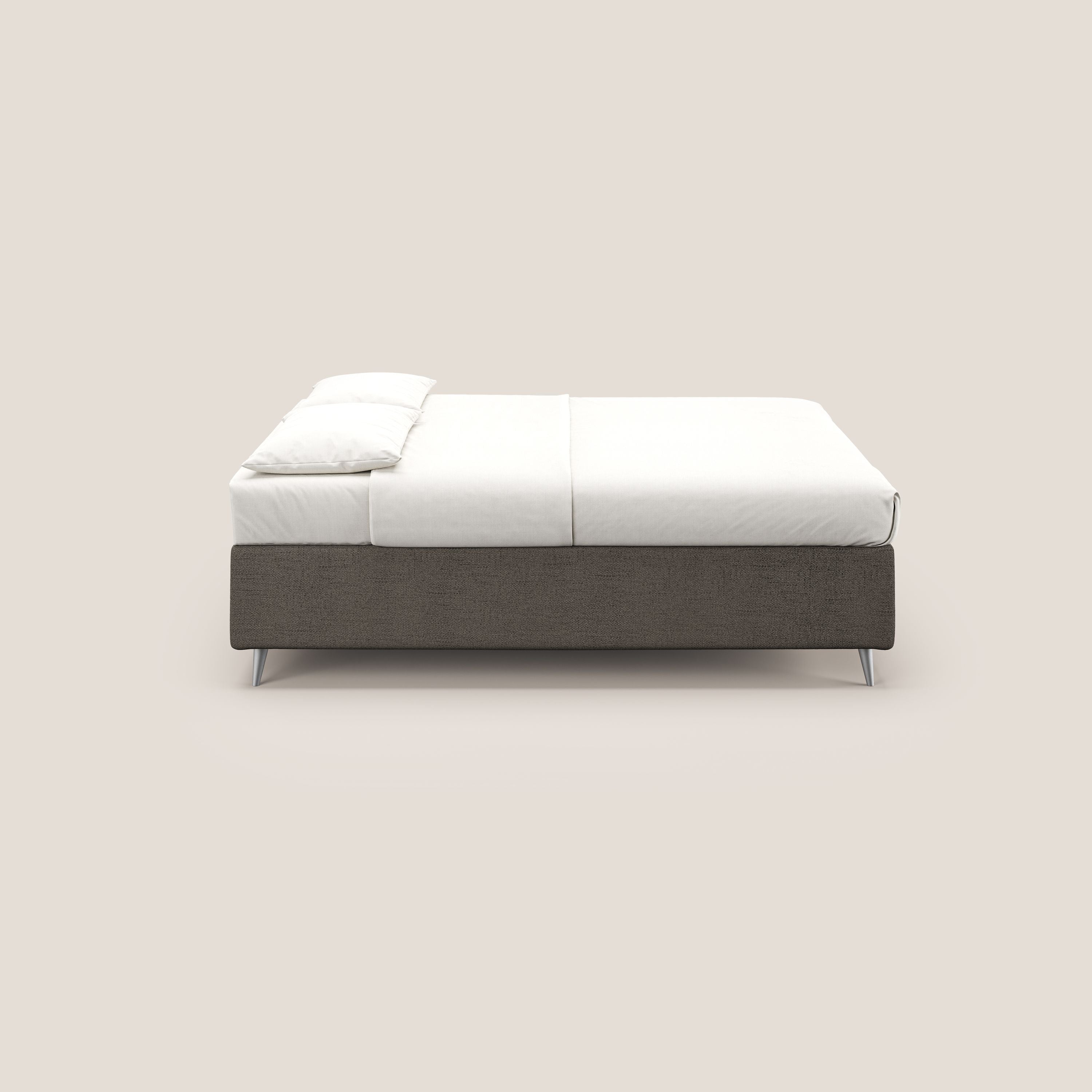 Febe sommier compatto con grande capienza del contenitore in tessuto impermeabile T03 talpa - divani.store
