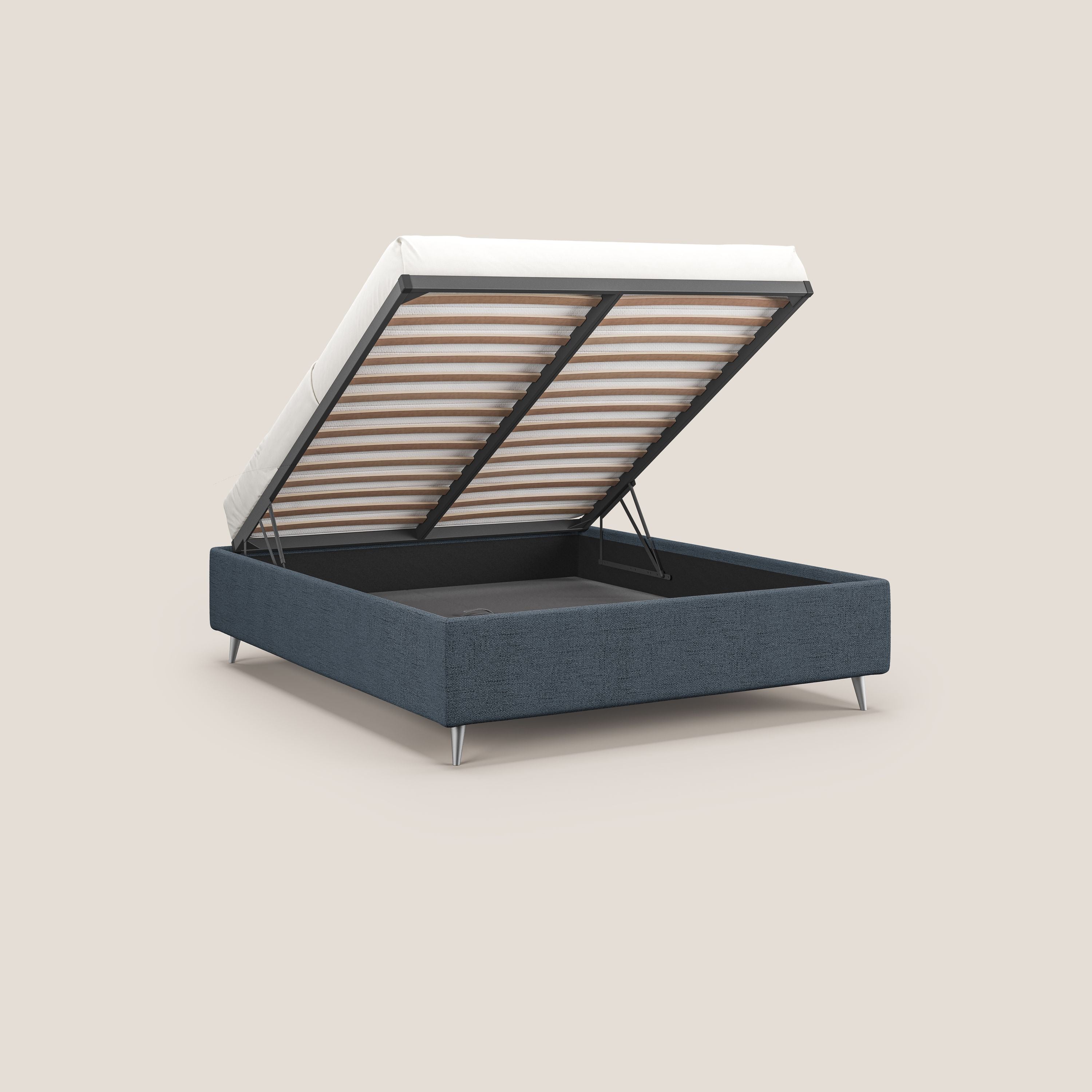 Febe sommier compatto con grande capienza del contenitore in tessuto impermeabile T03 blu - divani.store