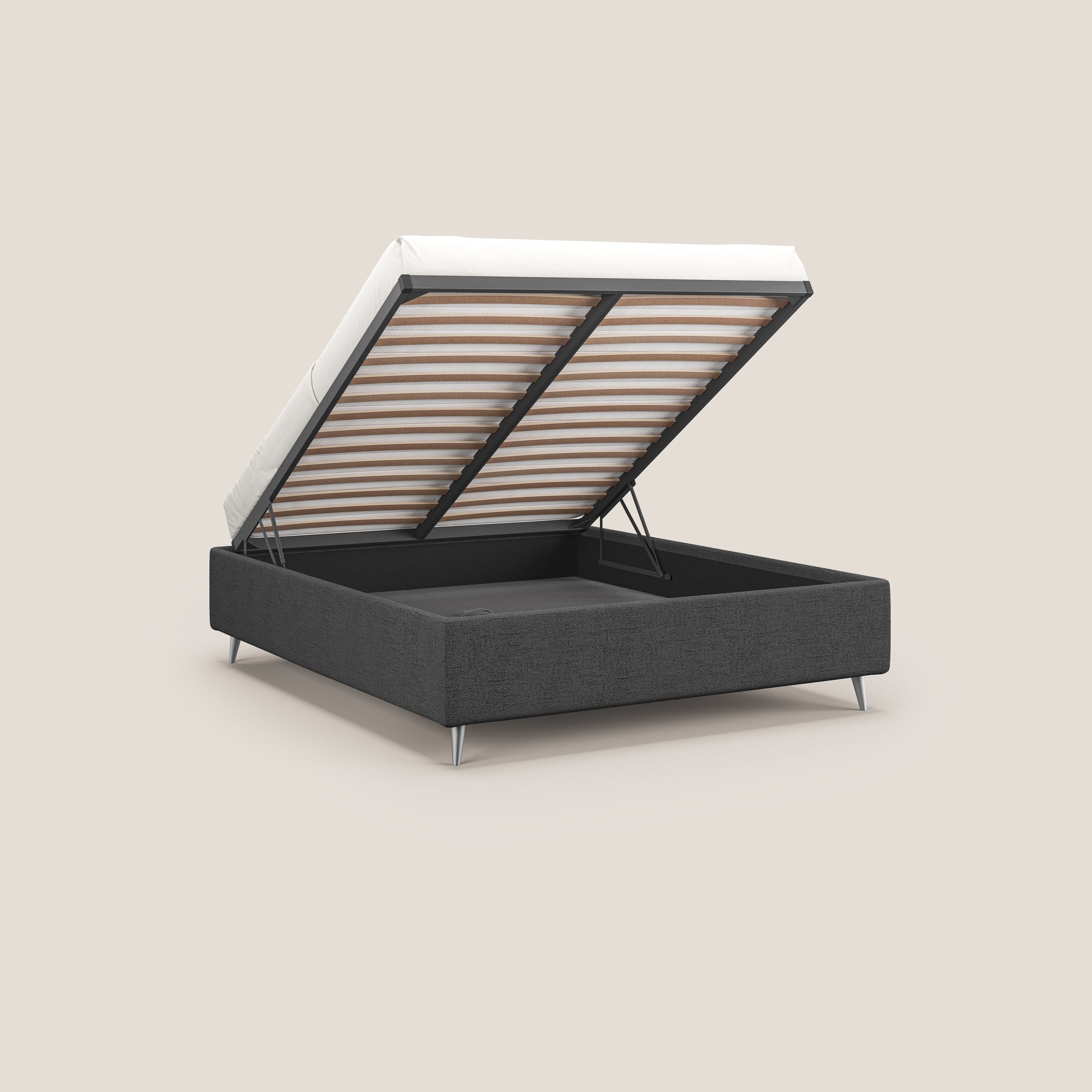 Febe sommier compatto con grande capienza del contenitore in tessuto impermeabile T03 grigio - divani.store