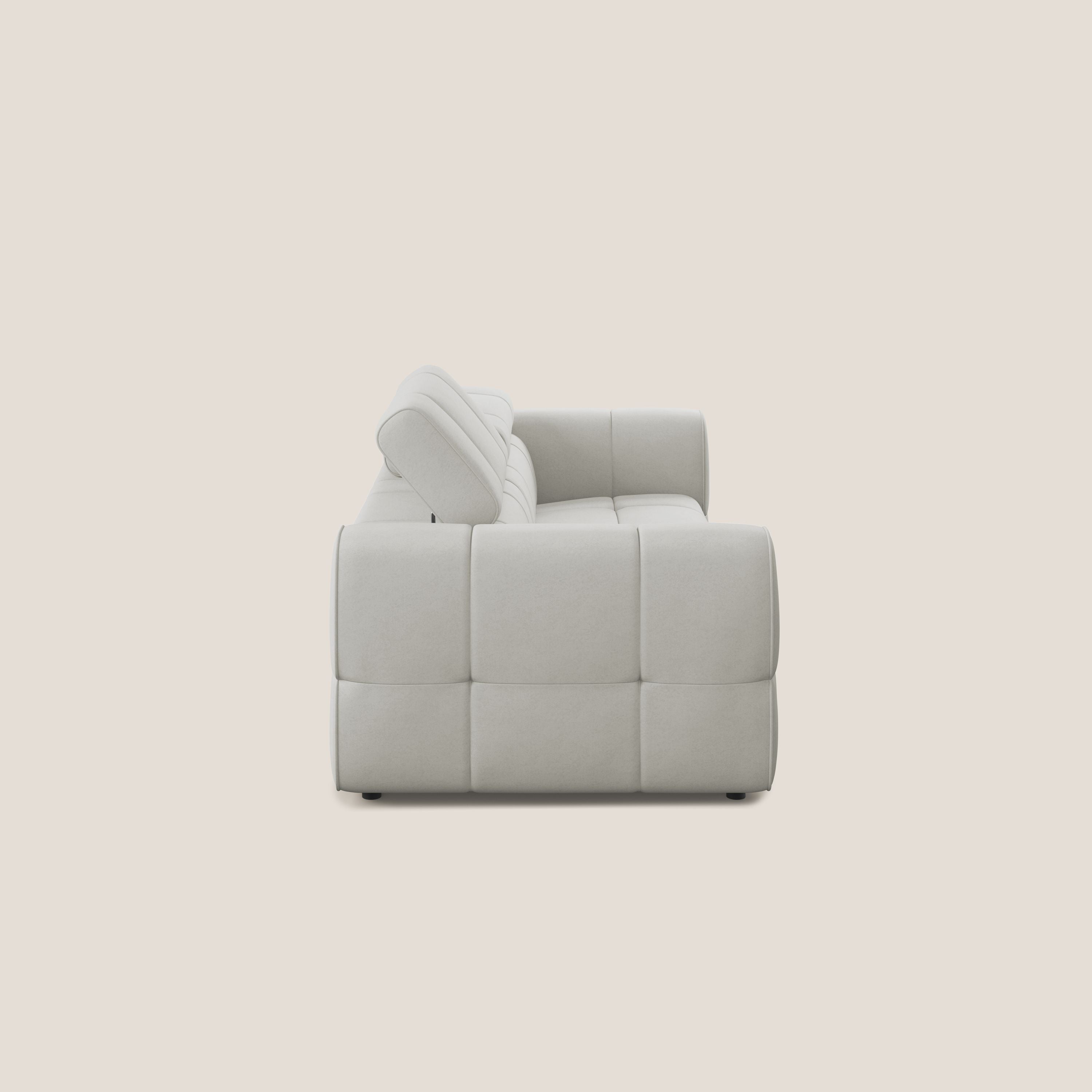 Giotto Divano modulare con opzione relax elettrico in microfibra effetto velluto impermeabile T09 panna - divani.store